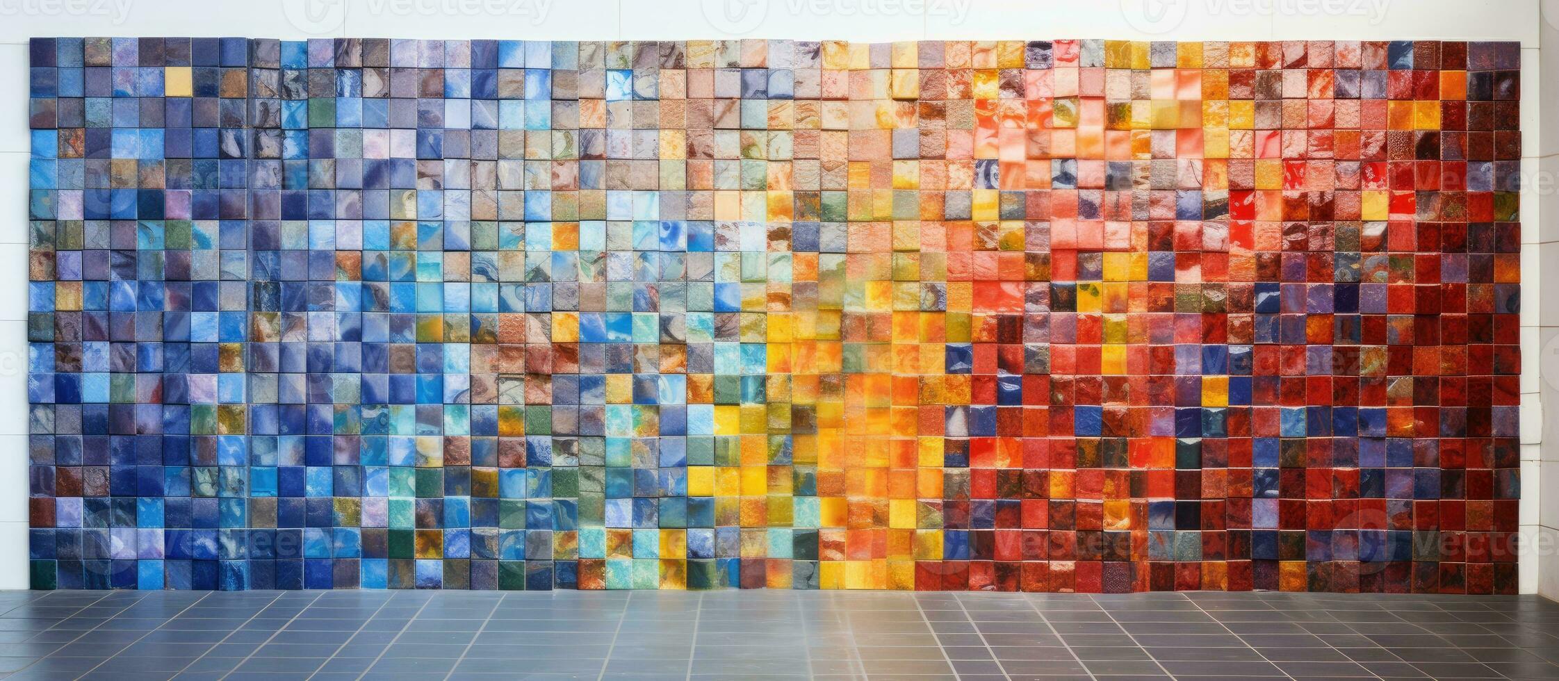 Colorful tiles used for decorating walls in a mosaic pattern photo