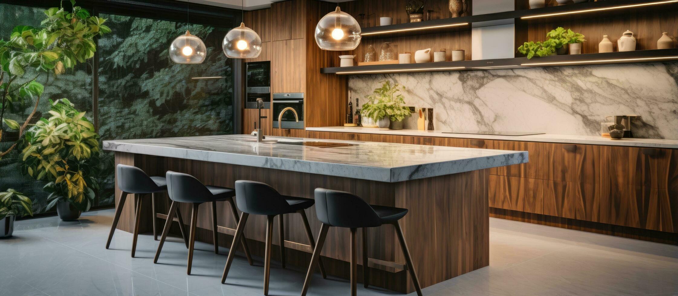 Gorgeous kitchen in a luxurious house photo