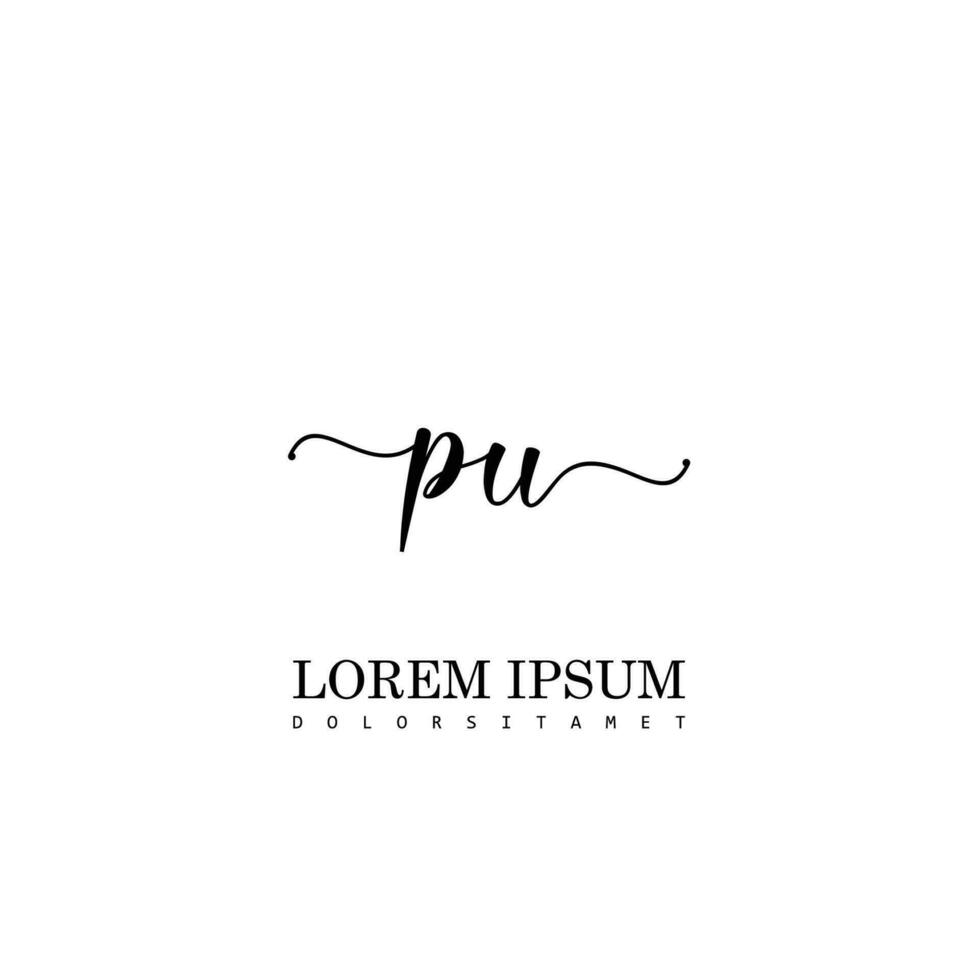 PU Initial Handwriting Template Design vector