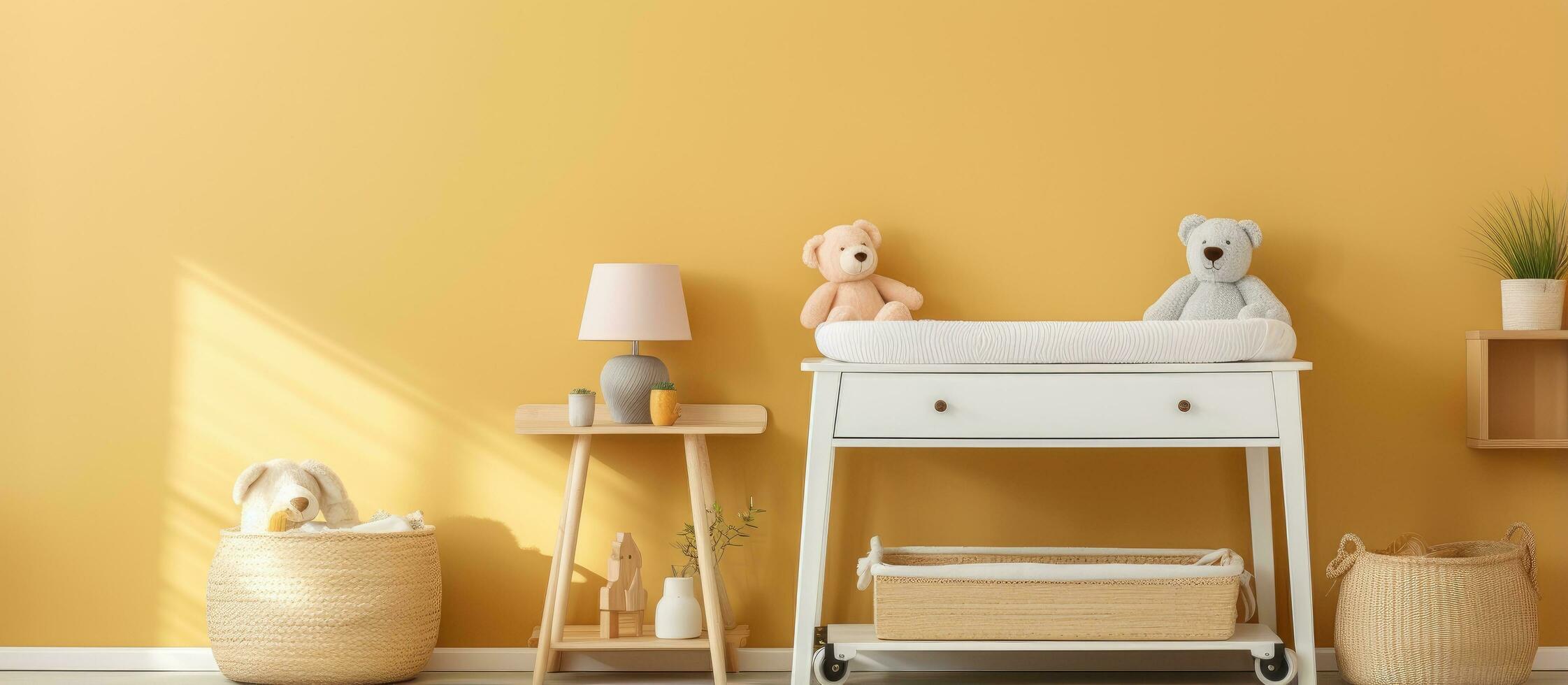 Children s changing table in the room photo