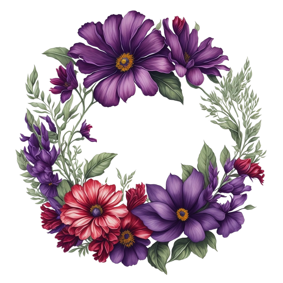 acuarela floral diseño con redondeado marco, acuarela ramo de flores, acuarela ramo de flores flor, Boda flor, acuarela floral diseño, botánico flor, acuarela decoración, ai generado png