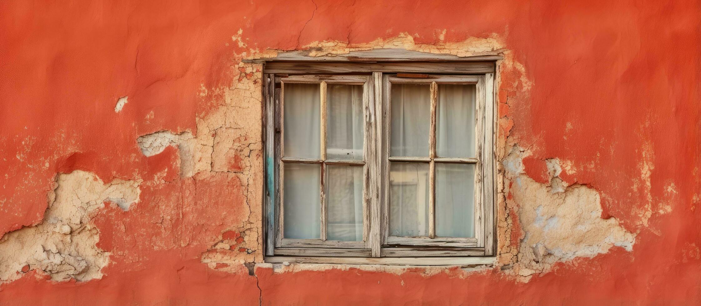 peeling paint on an aged window frame photo