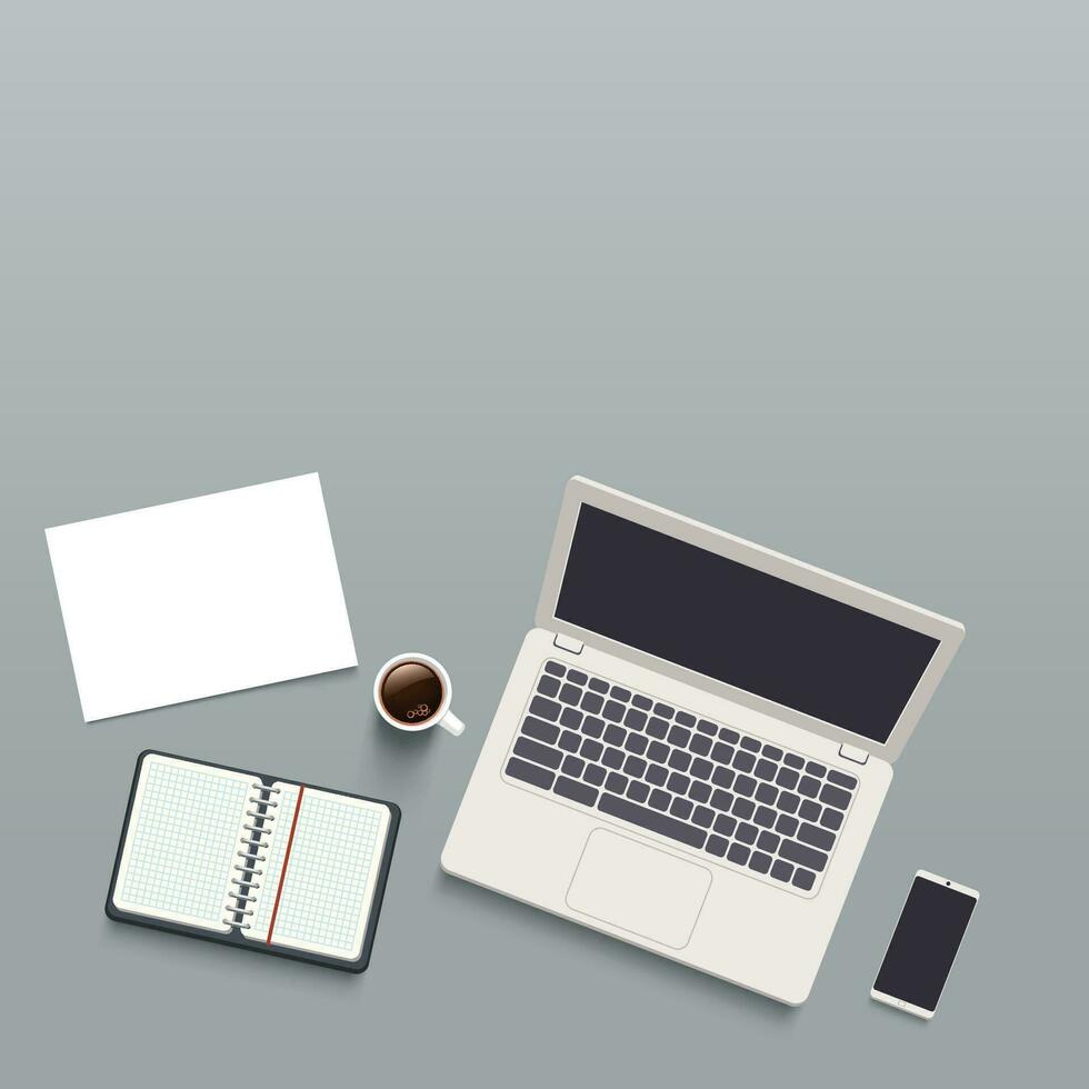 office workplace top view vector