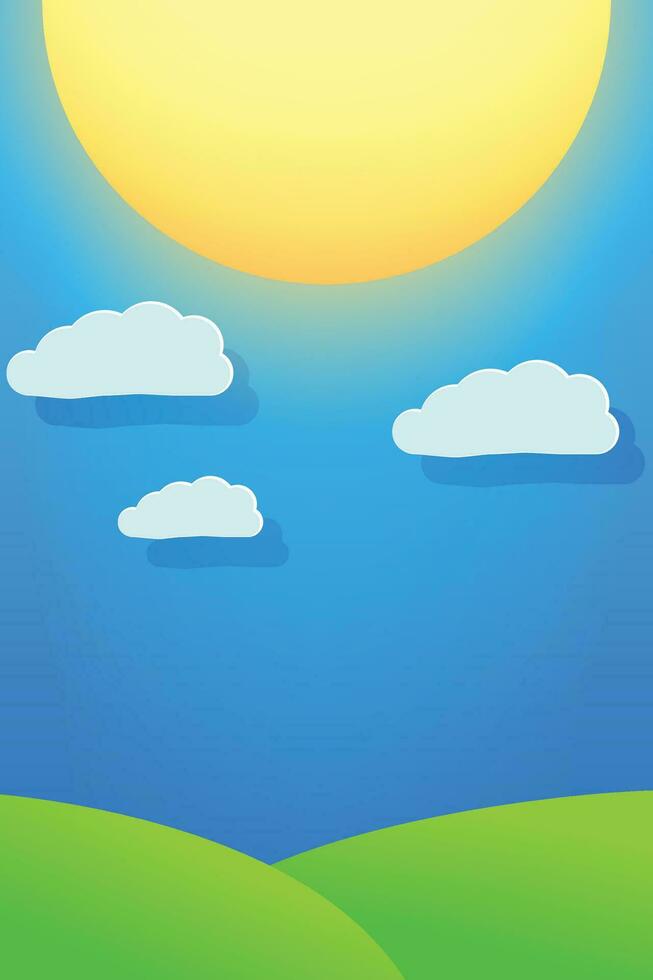 big sun and blue sky vector