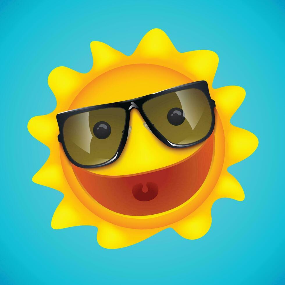 smiling sun character on blue vector