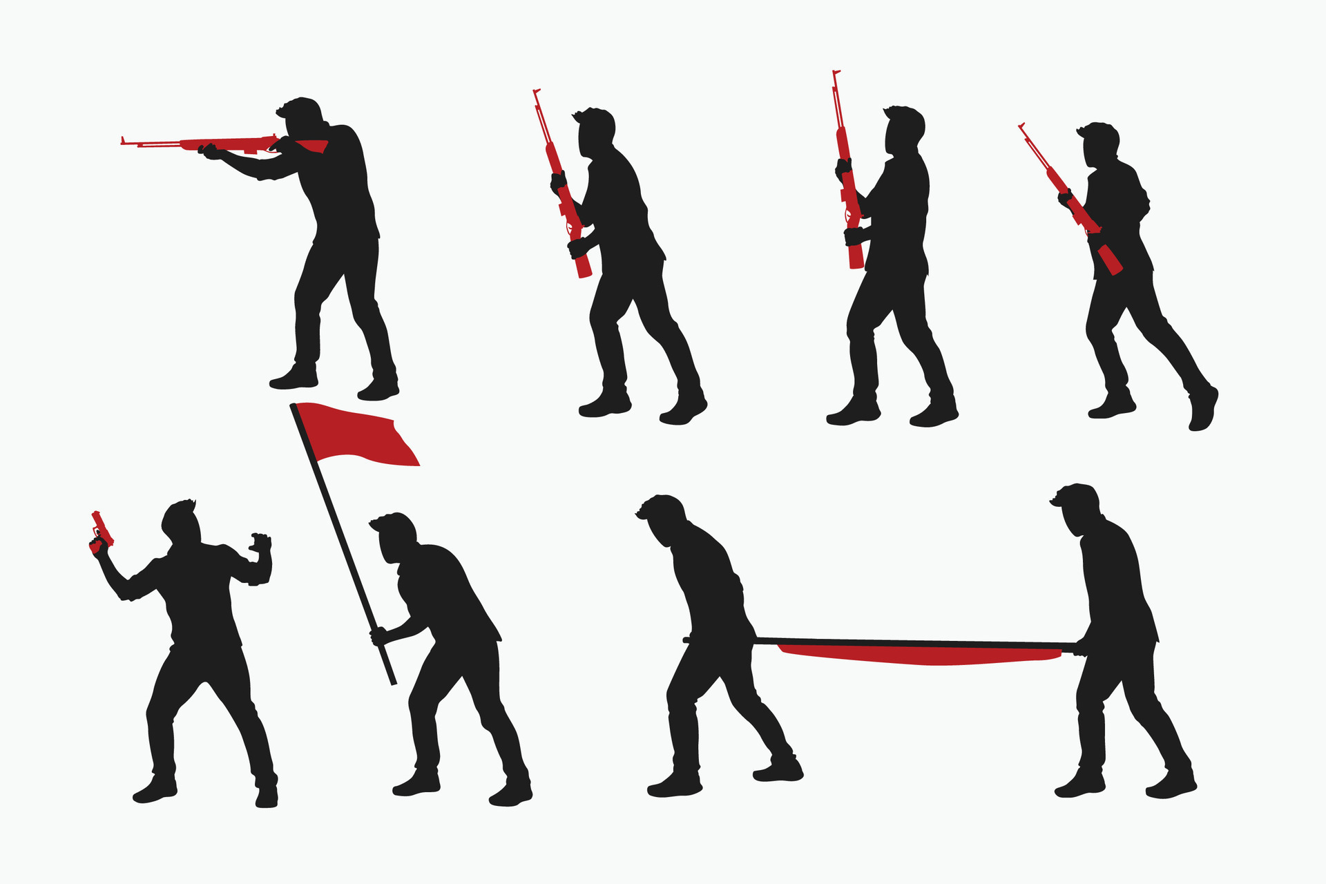 two color war men silhouettes set 02 27804172 Vector Art at Vecteezy