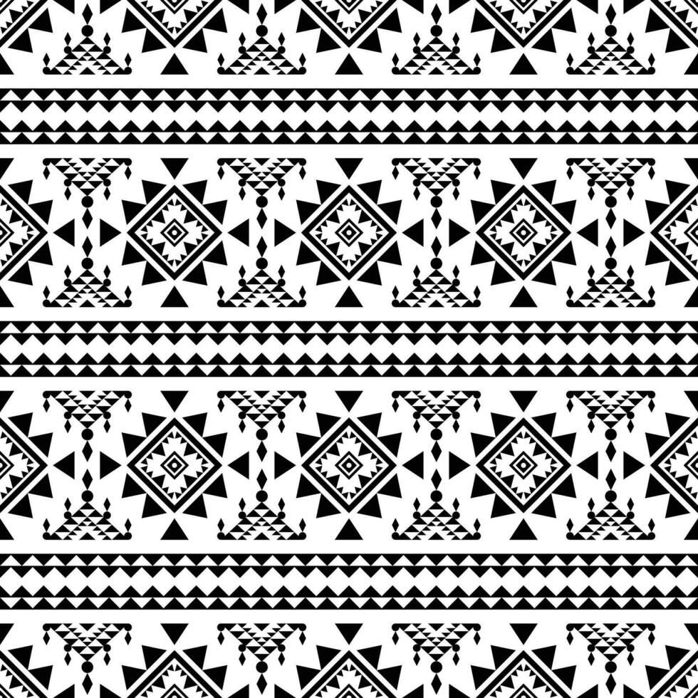 Seamless native stripe pattern. Ethnic geometric abstract motif. Vector illustration in Aztec tribal style. Design for textile template and print fabric. Black and white colors.