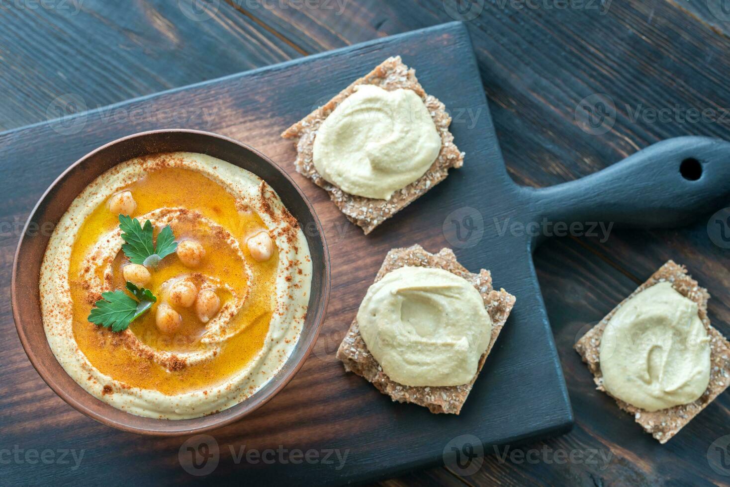 Bowl of hummus photo