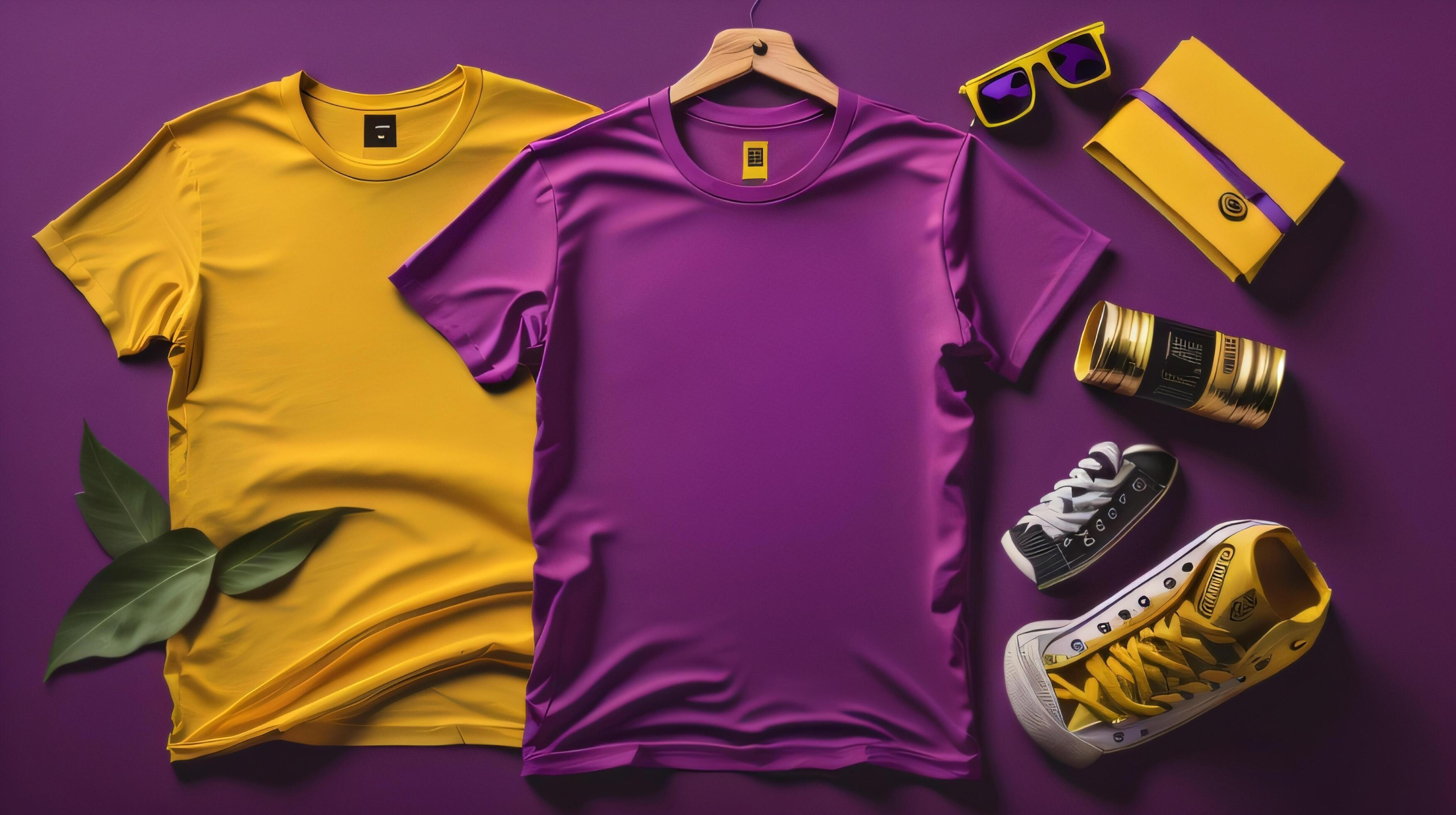 T-shirts mockup with text space on colrful background HD Ai 27806962