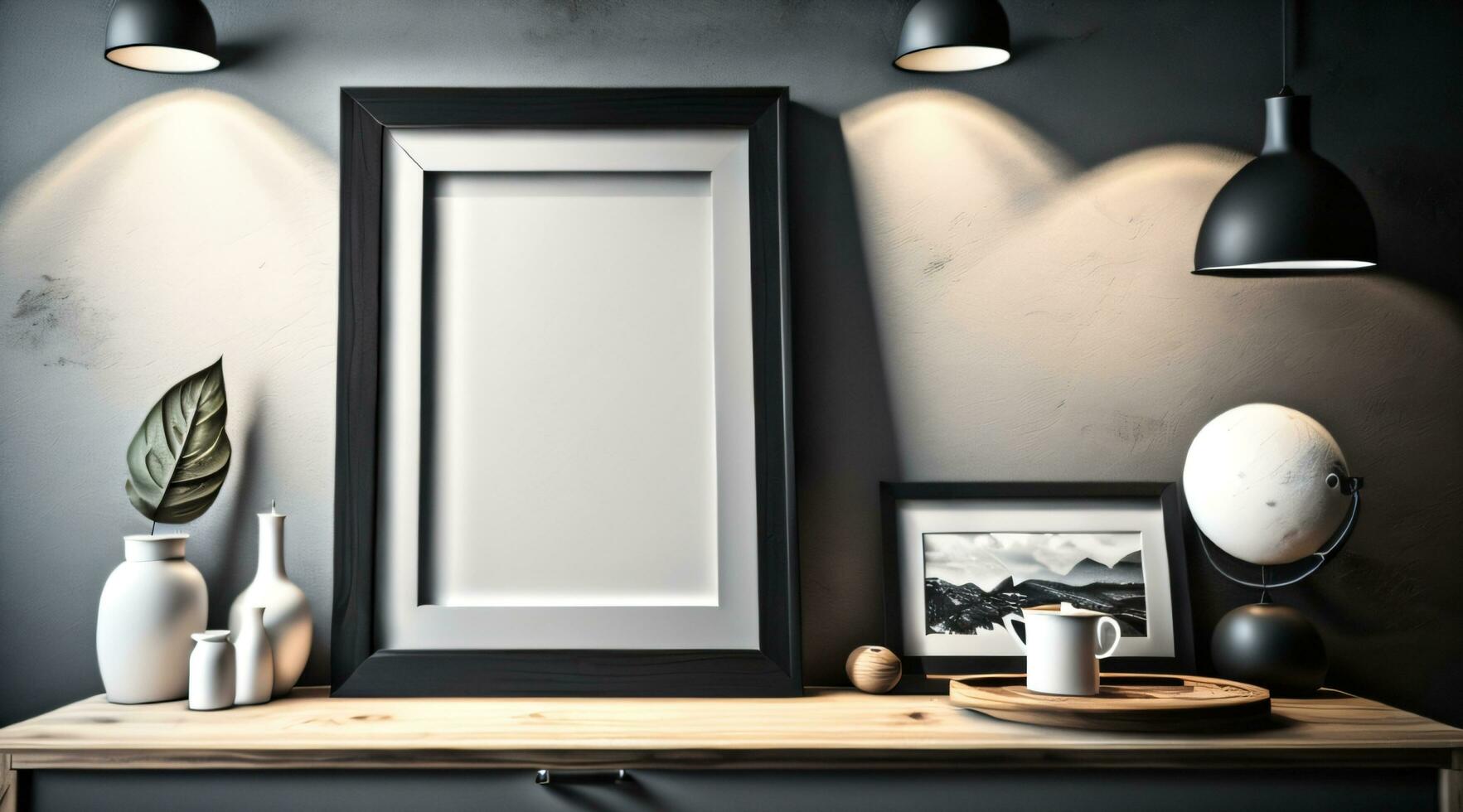 gratis foto oscuro moderno blanco imagen marco en pared póster marco Bosquejo ai generado