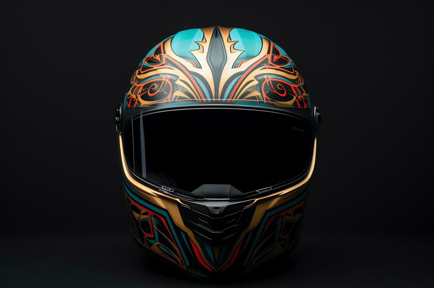 Shot of cool full face helmet on plain background photo