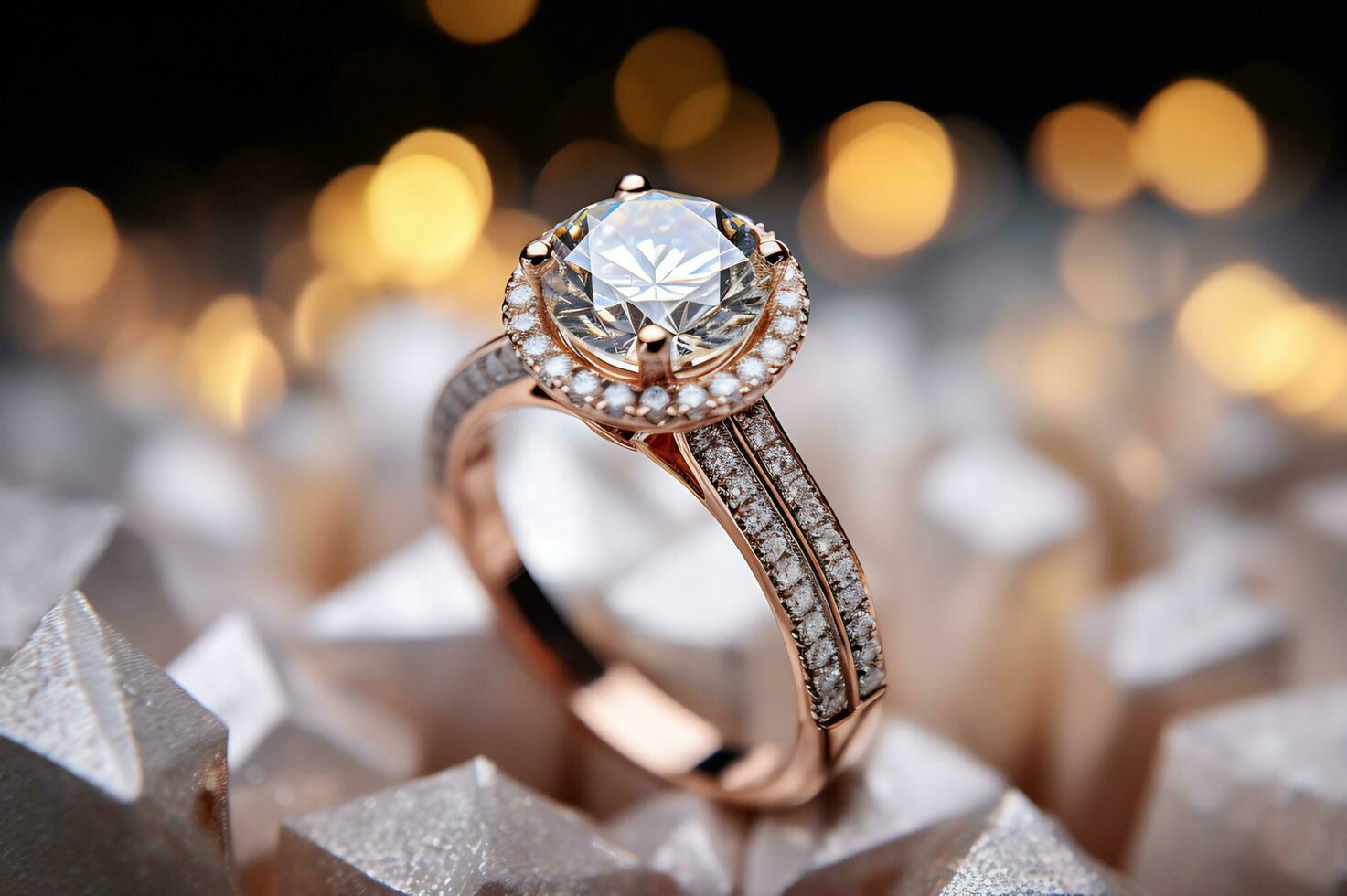 Shot of luxury diamond gemstone ring photo