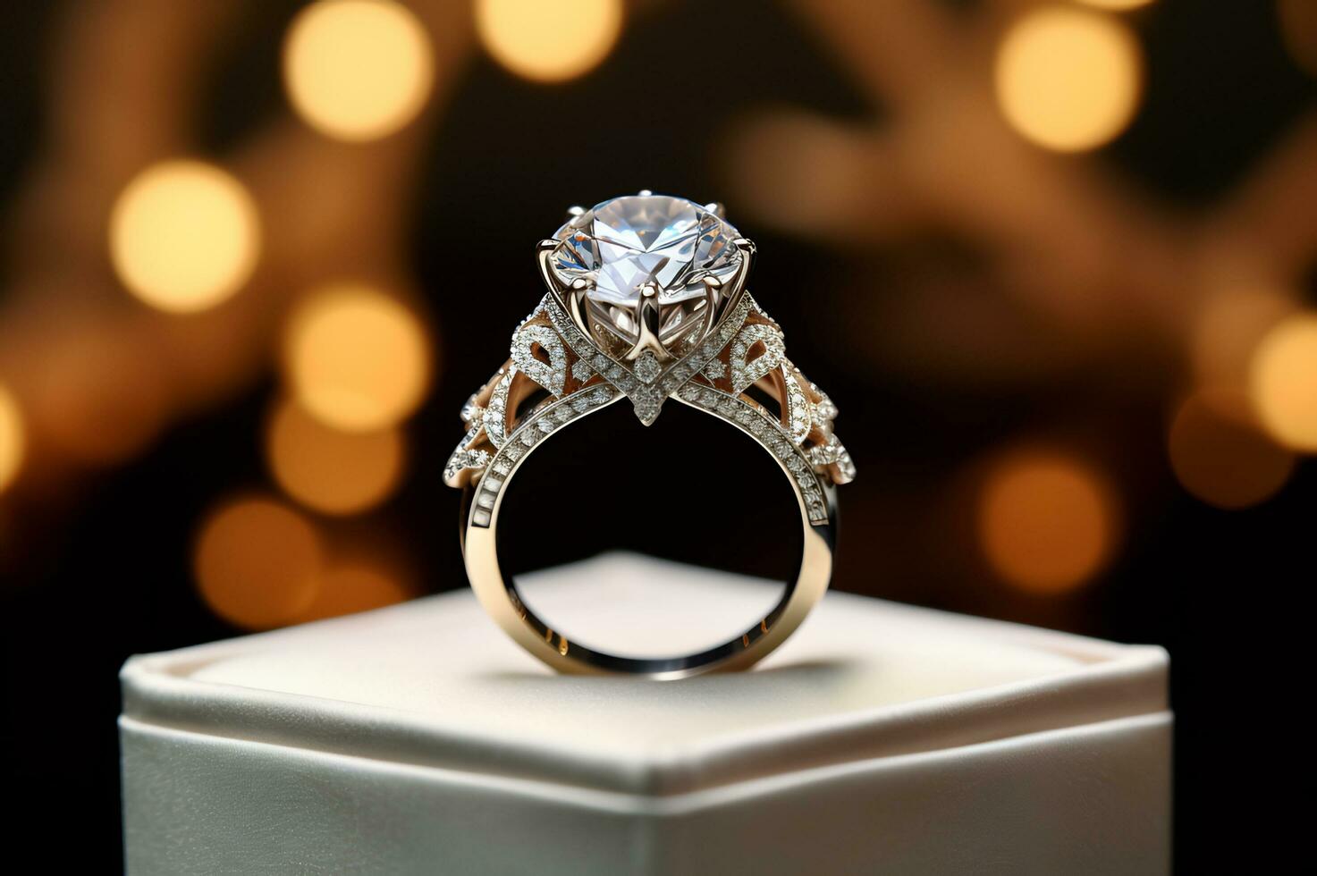 Shot of luxury diamond gemstone ring photo