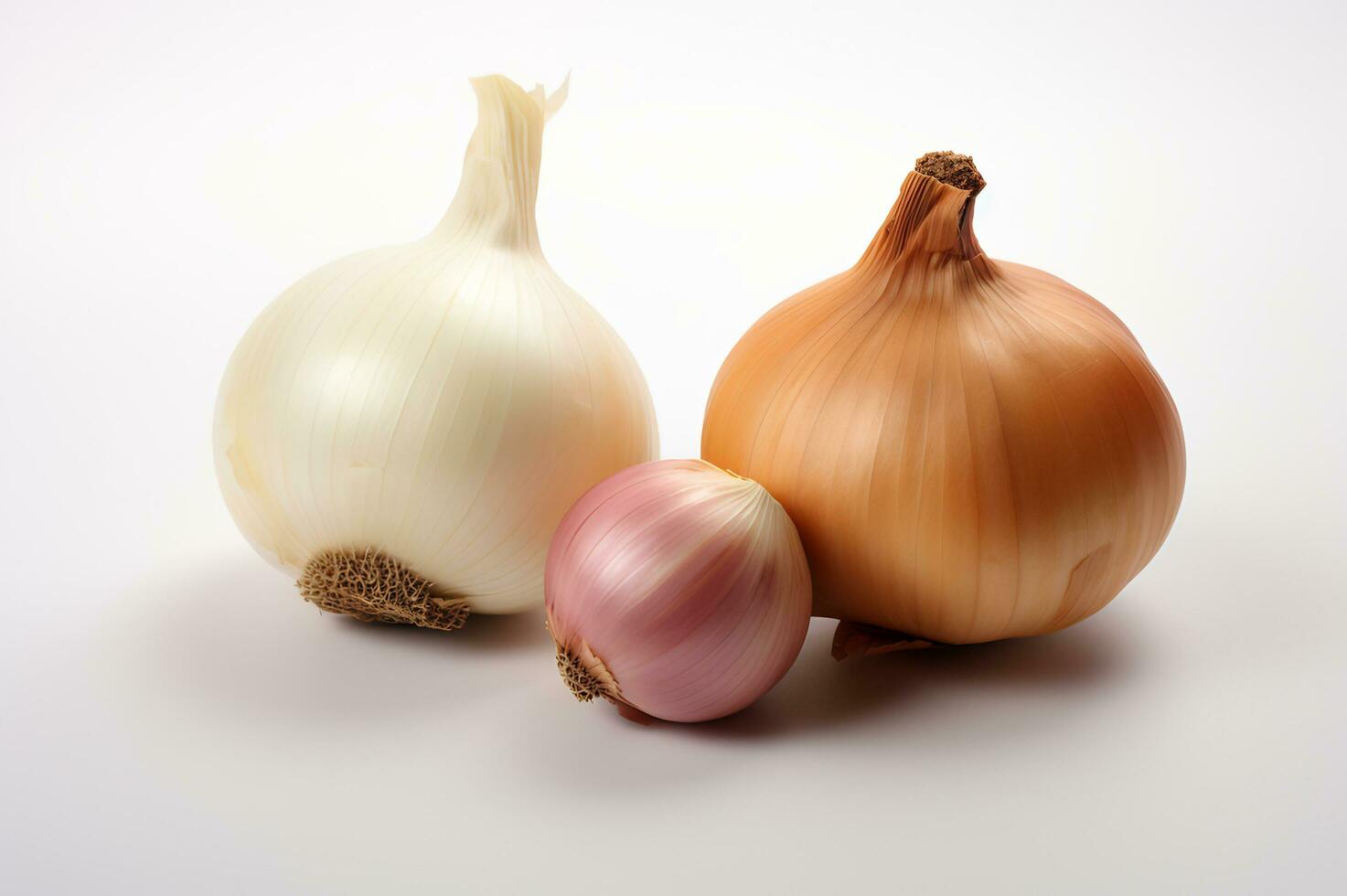 Shot of onion and garlic on plain background photo