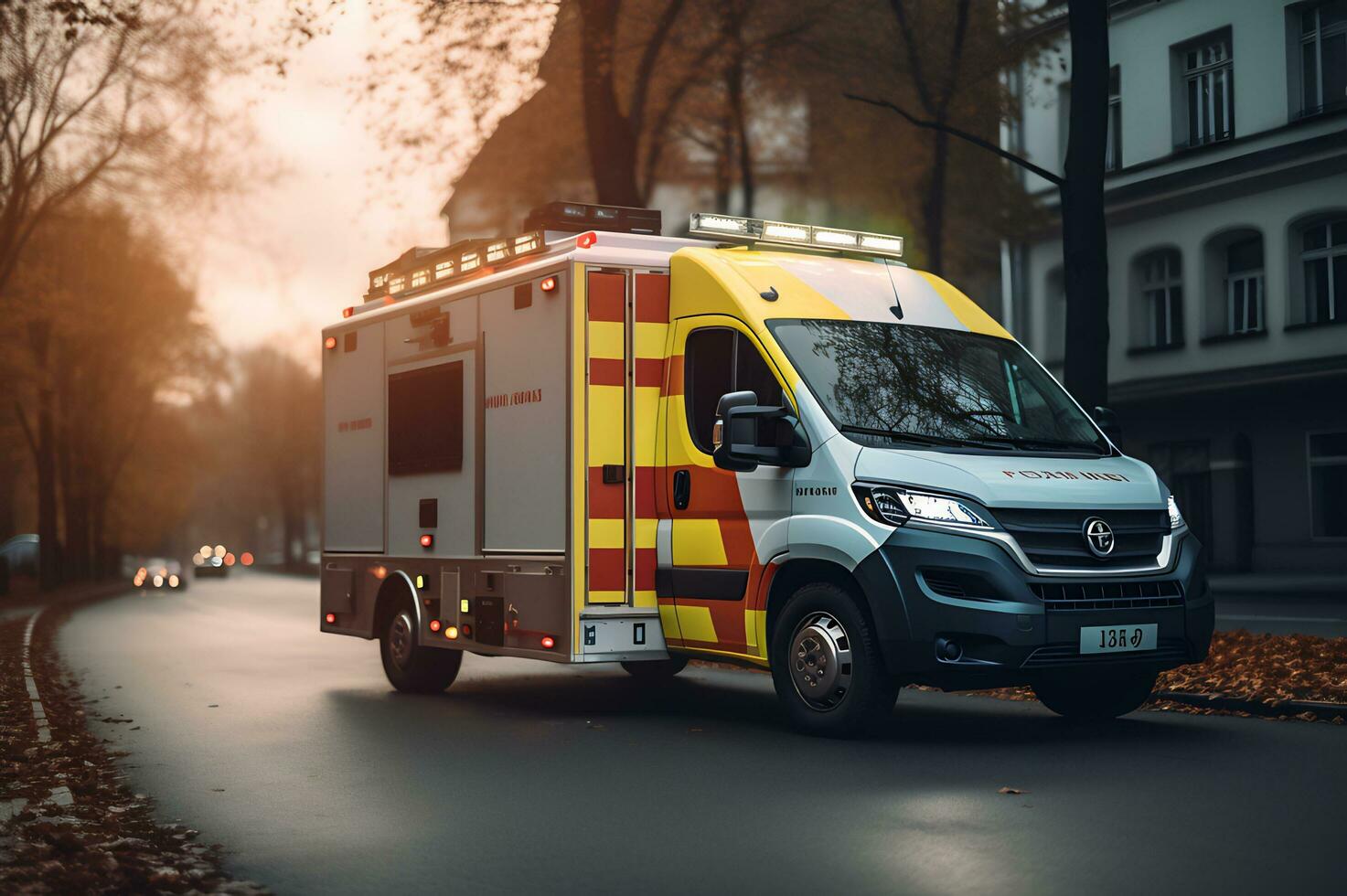 Medical emergency ambulance car on the street photo