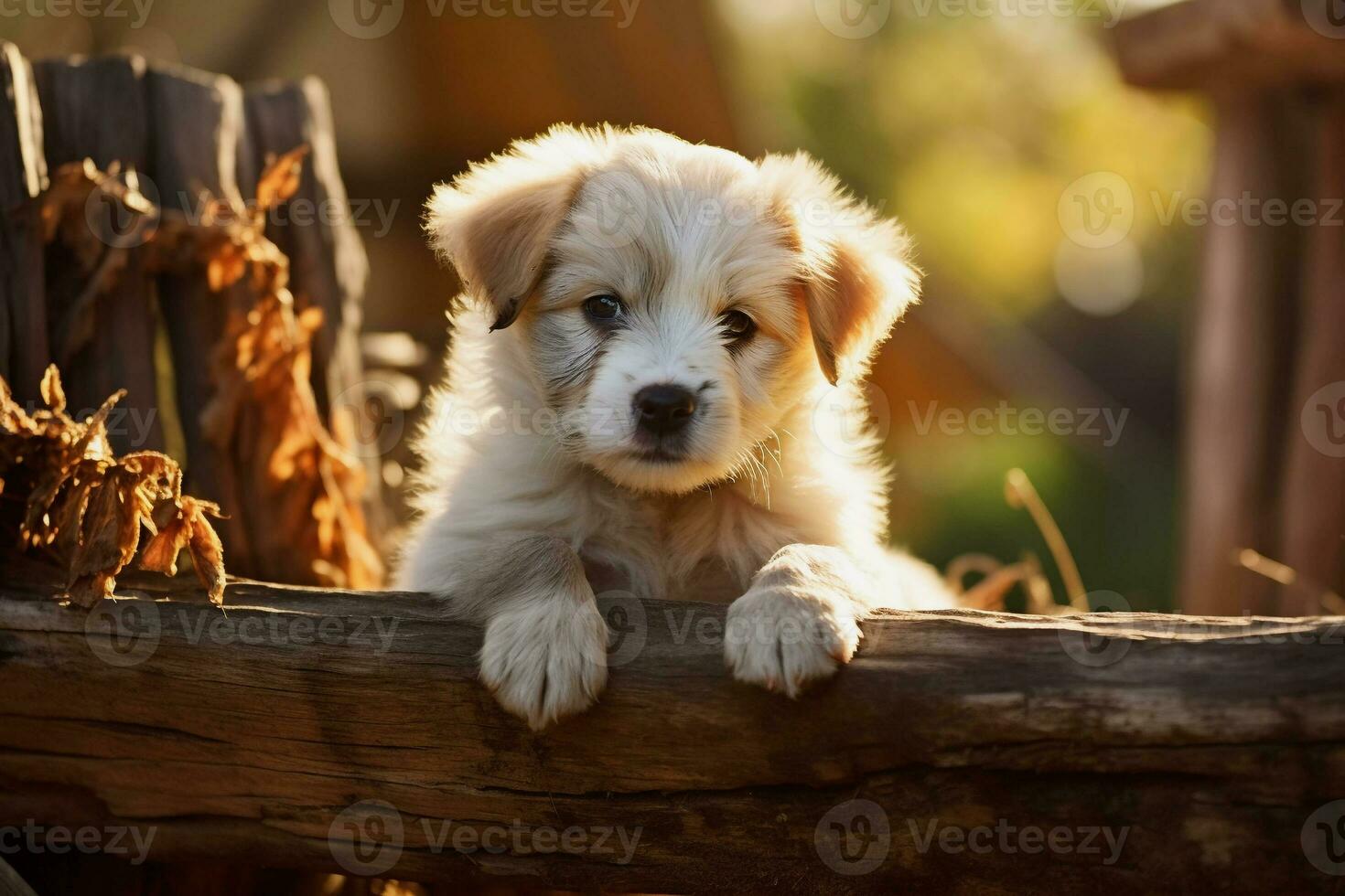 cute puppy in little farm. puppy with funny look photo