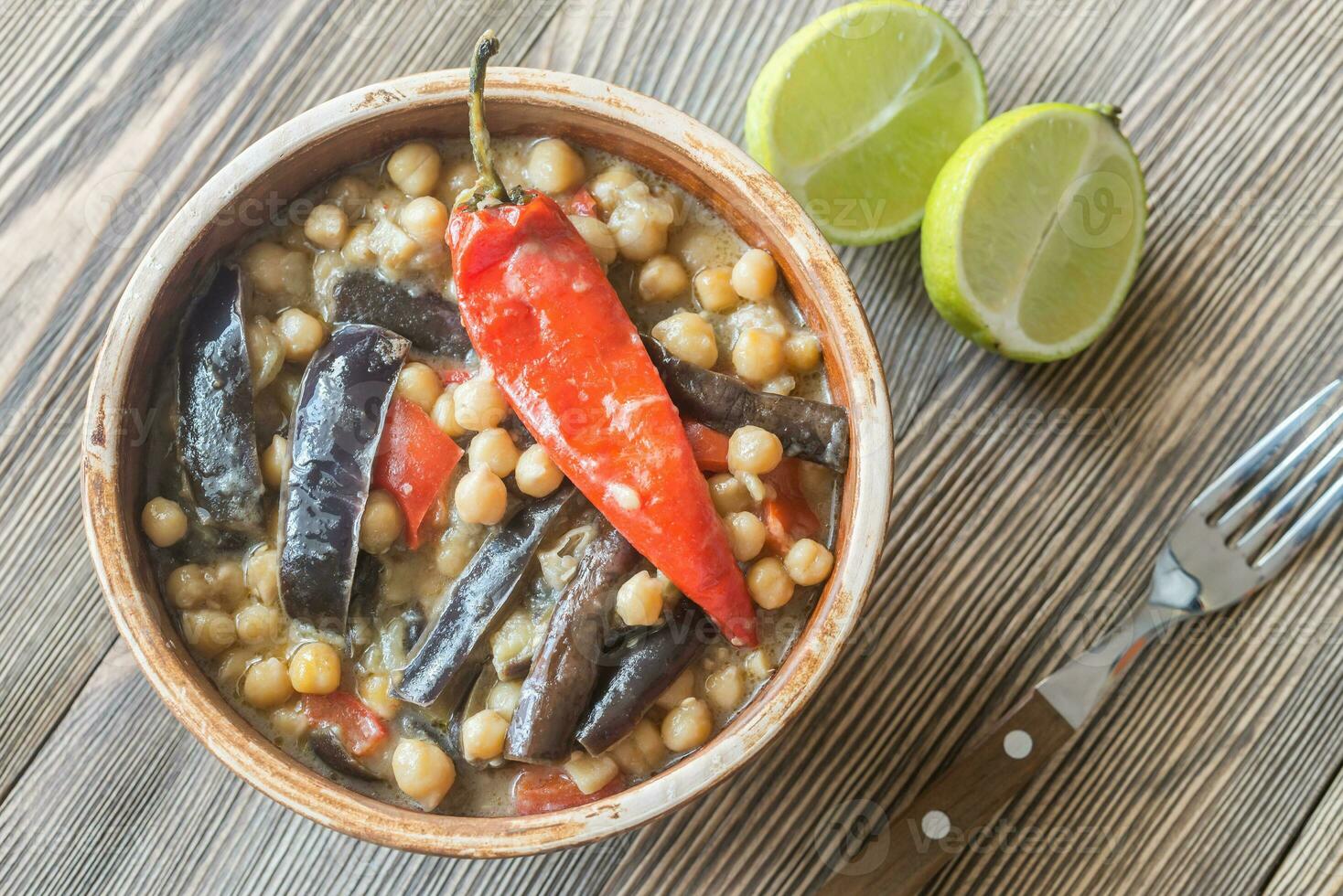 Eggplant and chickpea curry photo