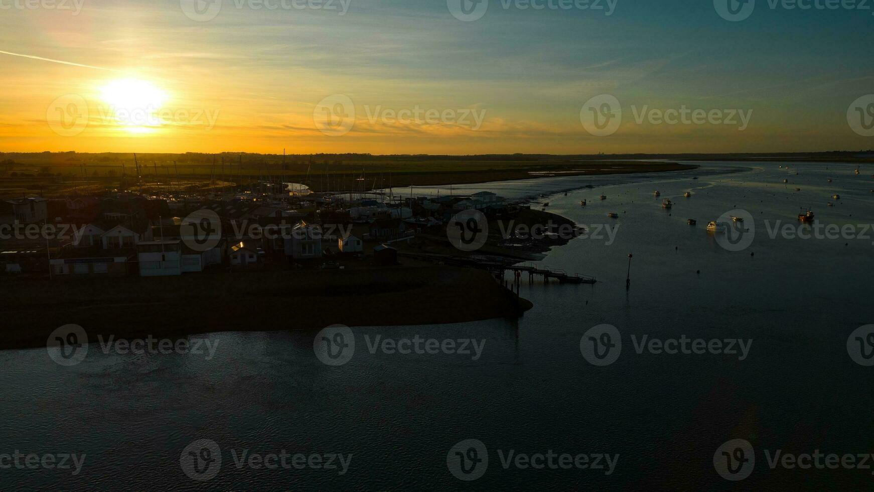 Sunset at Felixstowe Ferry aerial view photo