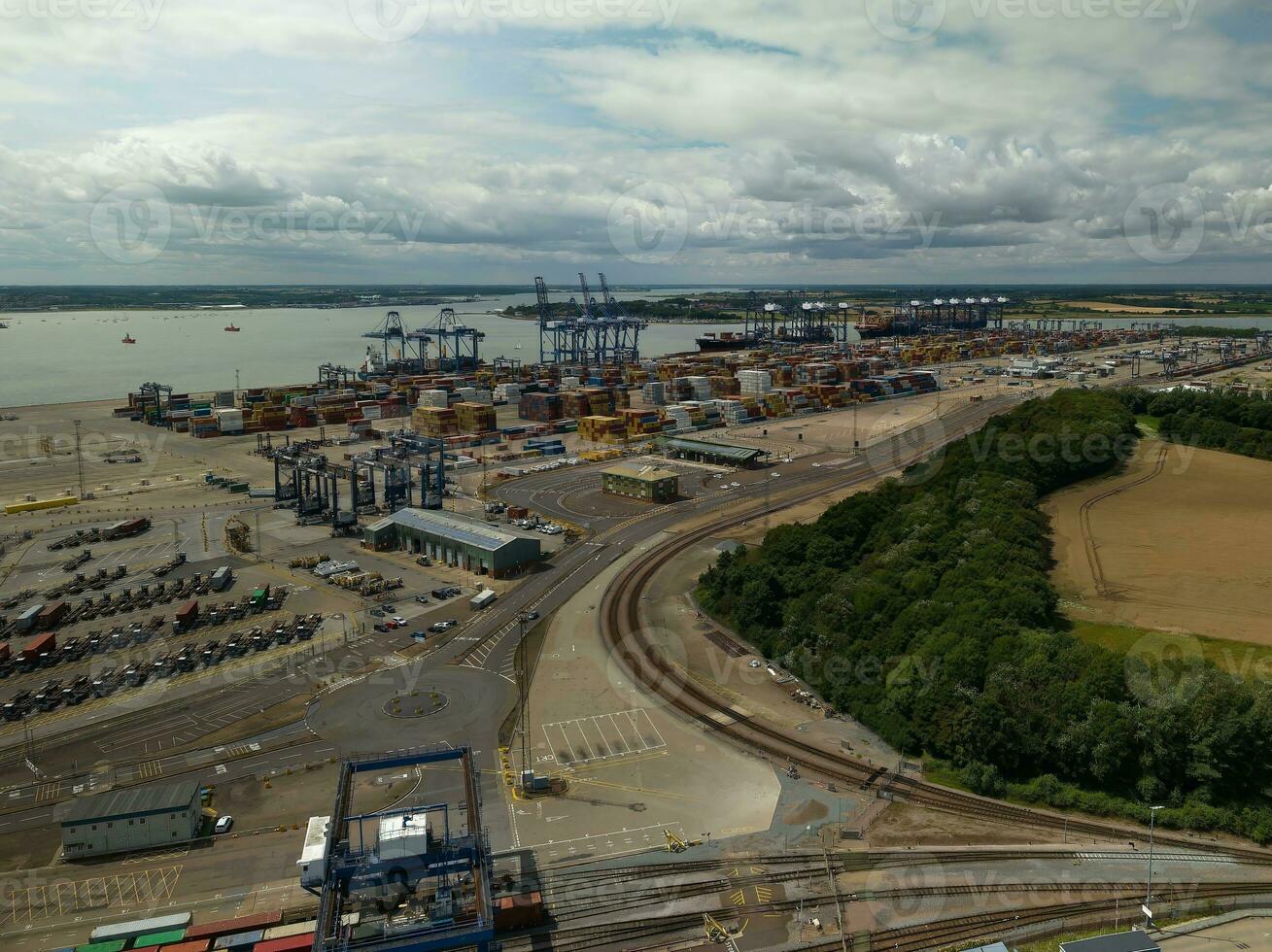 Felixstowe docks aerial view photo