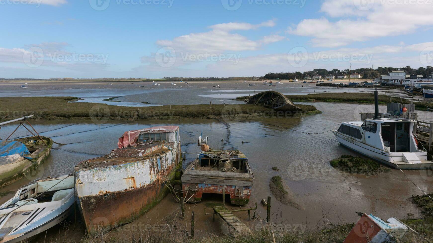 Old river moorings at Felixstowe Ferry photo