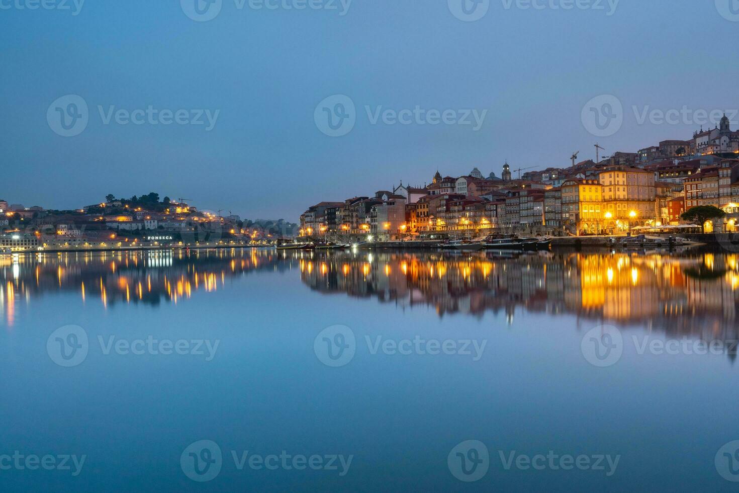 Early morning view from the Douro river and Porto, Portugal. photo