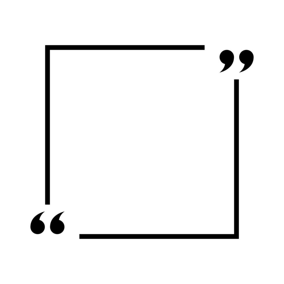 Text quote sign in flat style. Square quotes frame icon vector