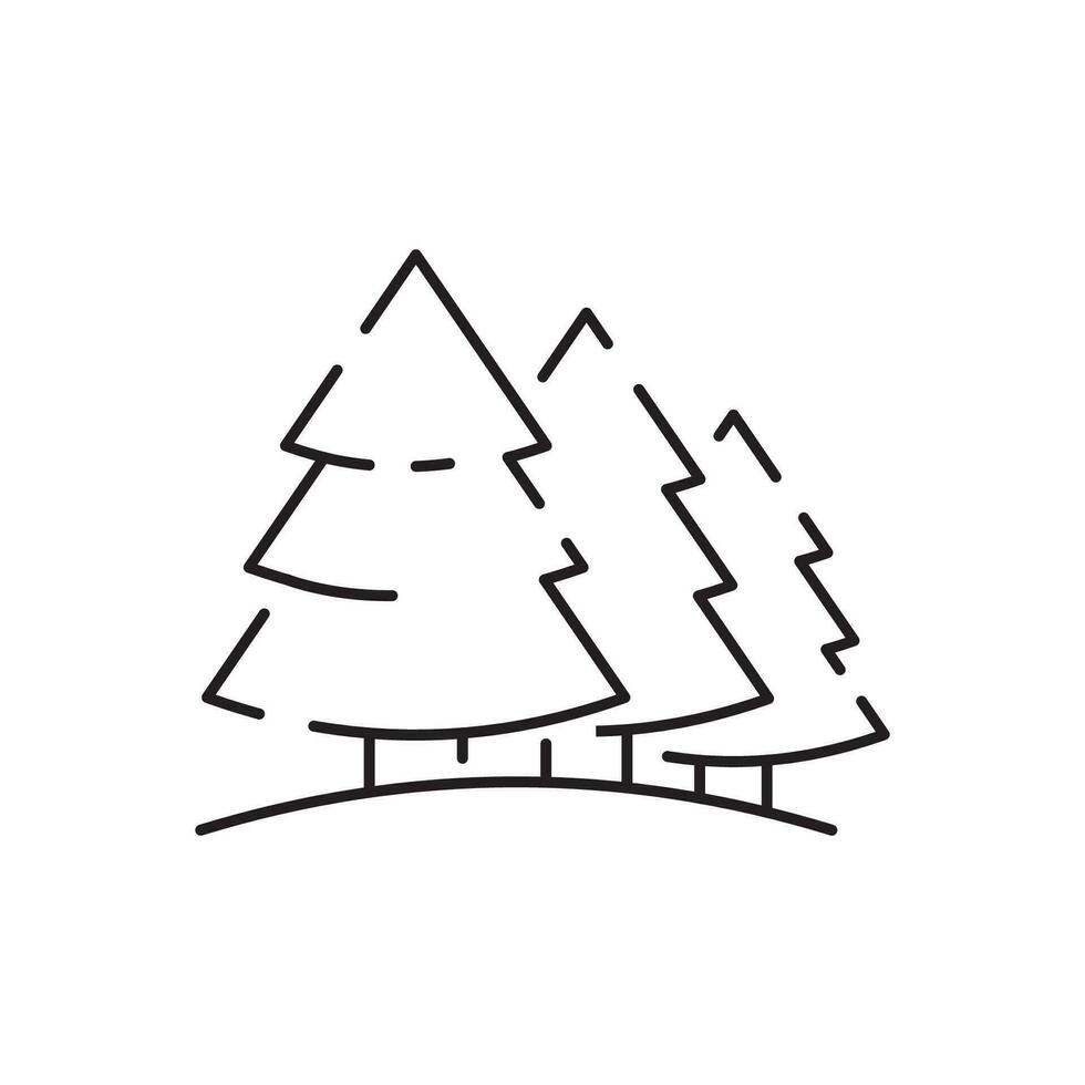 icono de línea de árbol. símbolo naturalmente hermoso, tronco de madera y ramas de contorno para el mapa. Ilustración de arte de contorno de vector de árbol aislado sobre fondo blanco.