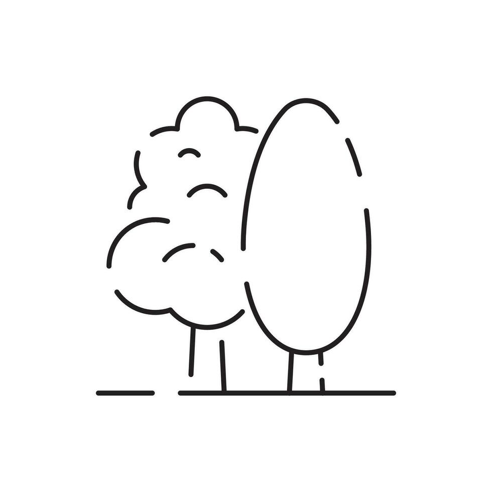 Tree line icon. Naturally beautiful symbol, wooden trunk and outline branches for map. Tree vector outline art illustration isolated on white background.