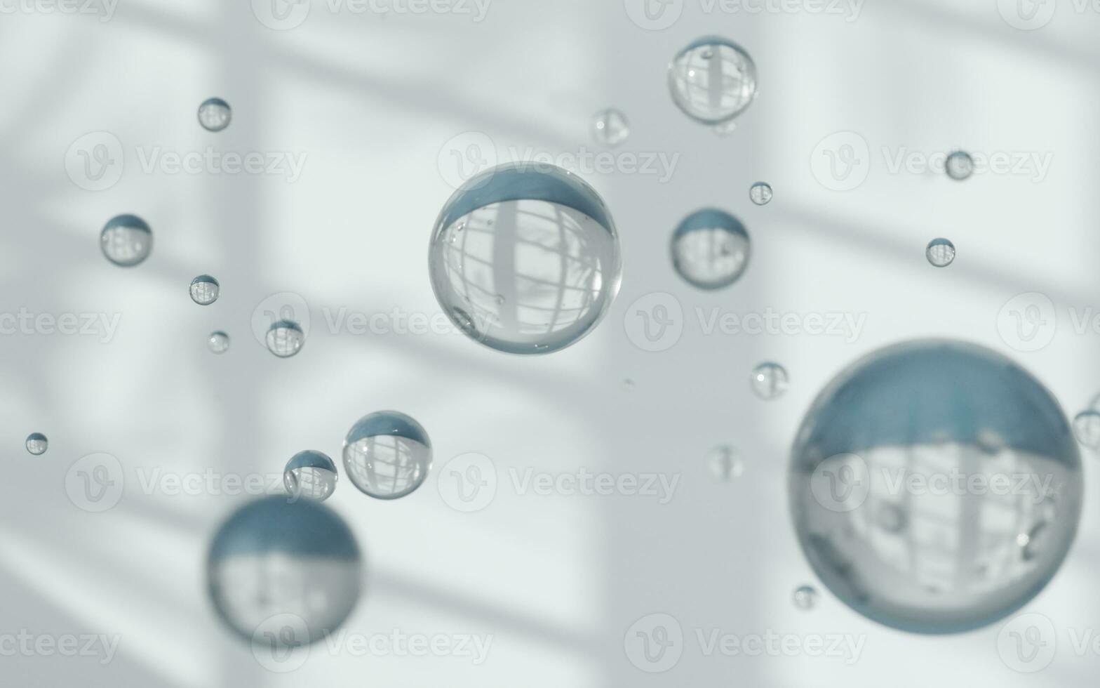 Empty room and bubbles, 3d rendering. photo