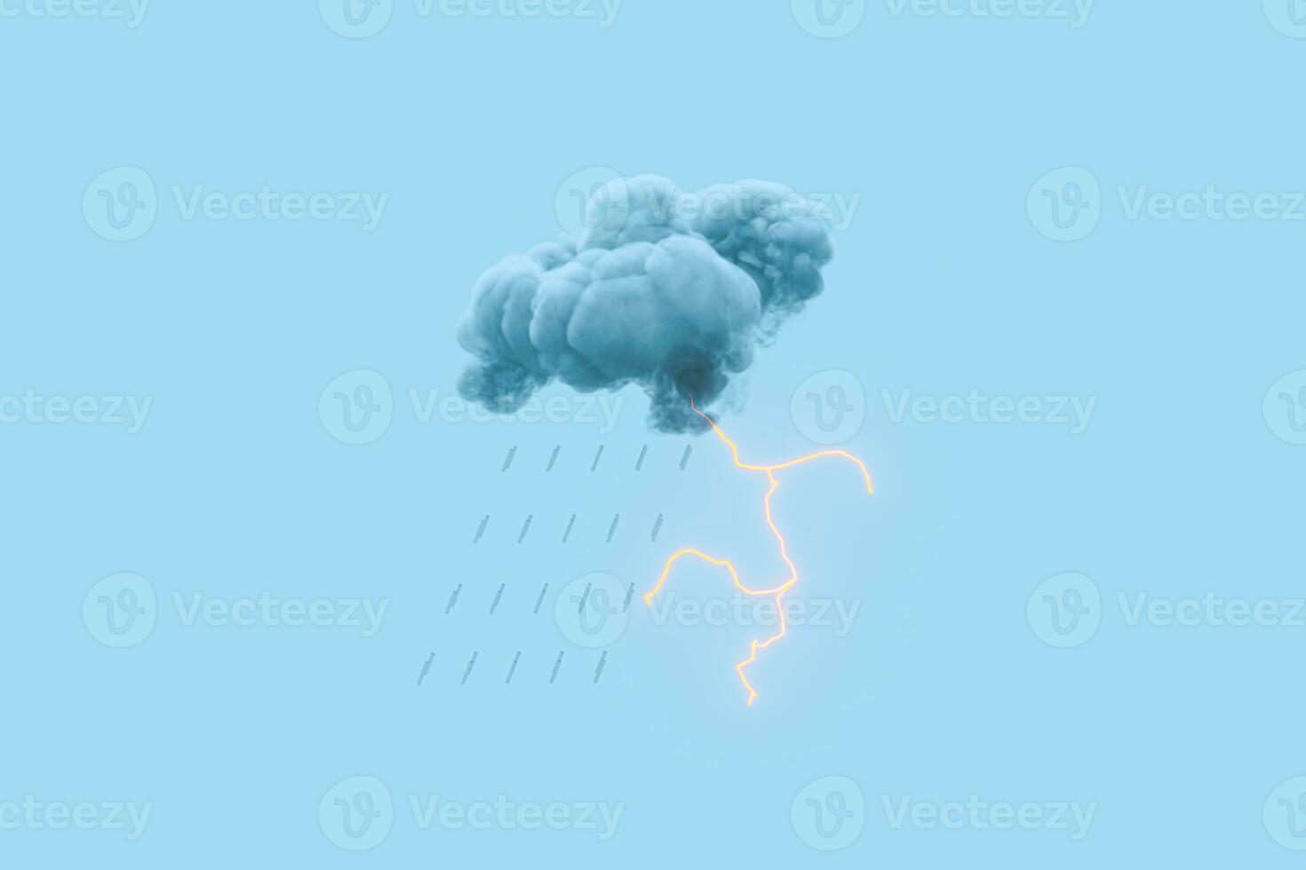 Dark clouds and lightning, weather forecast, 3d rendering. photo