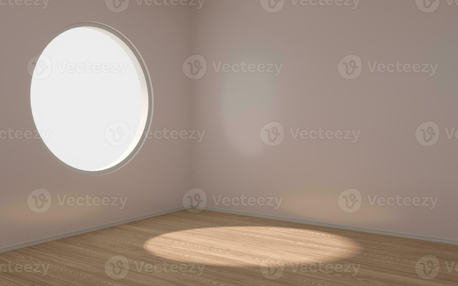 Empty room with wooden floor, 3d rendering. photo