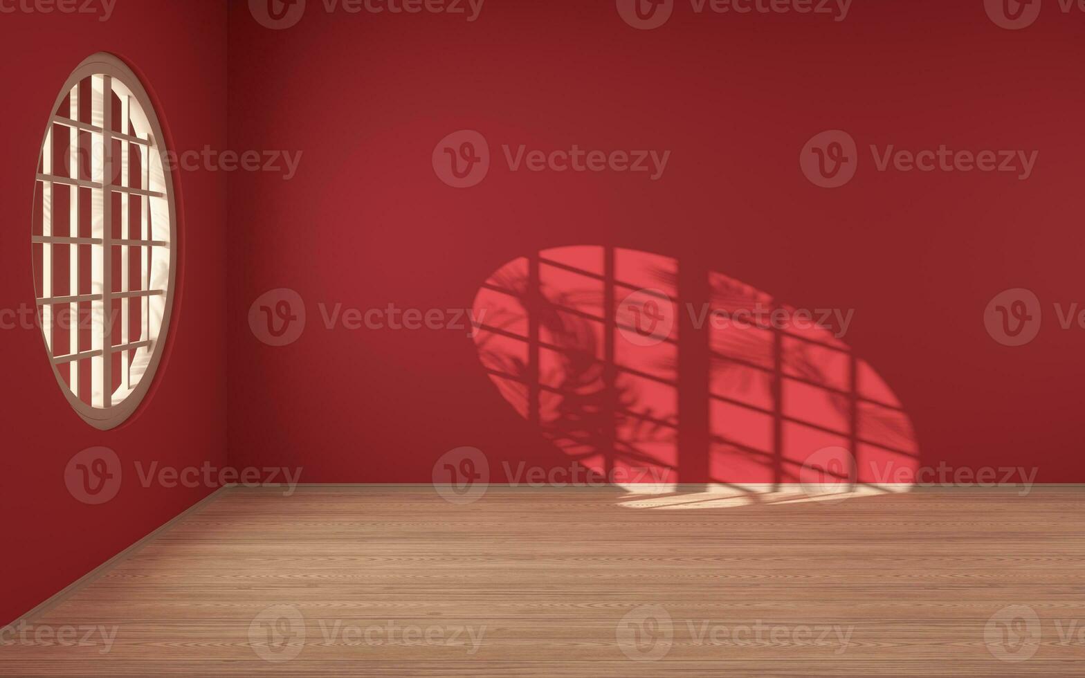 Empty room with wooden floor, 3d rendering. photo