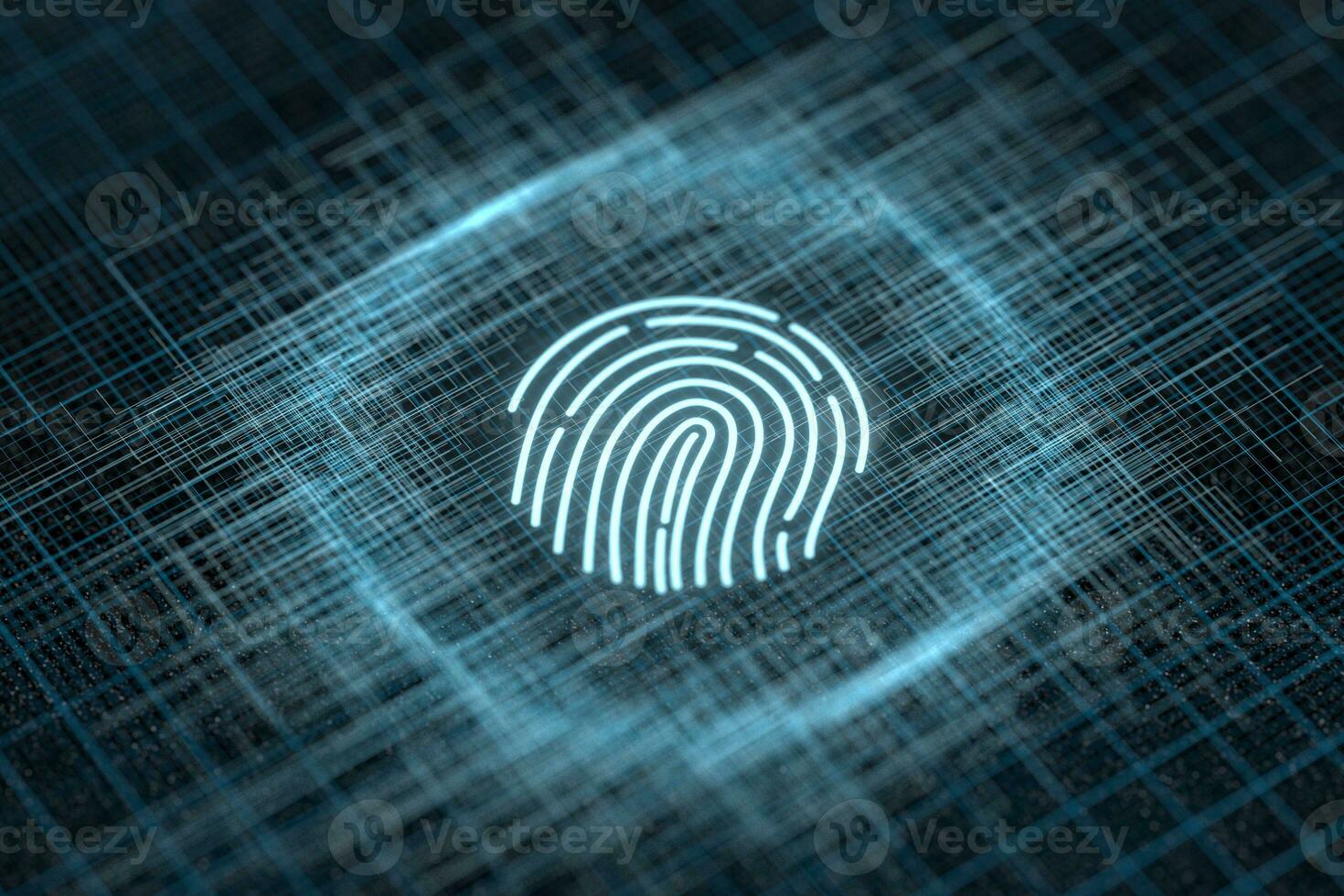 Fingerprint identification concept, technological background, 3d rendering. photo