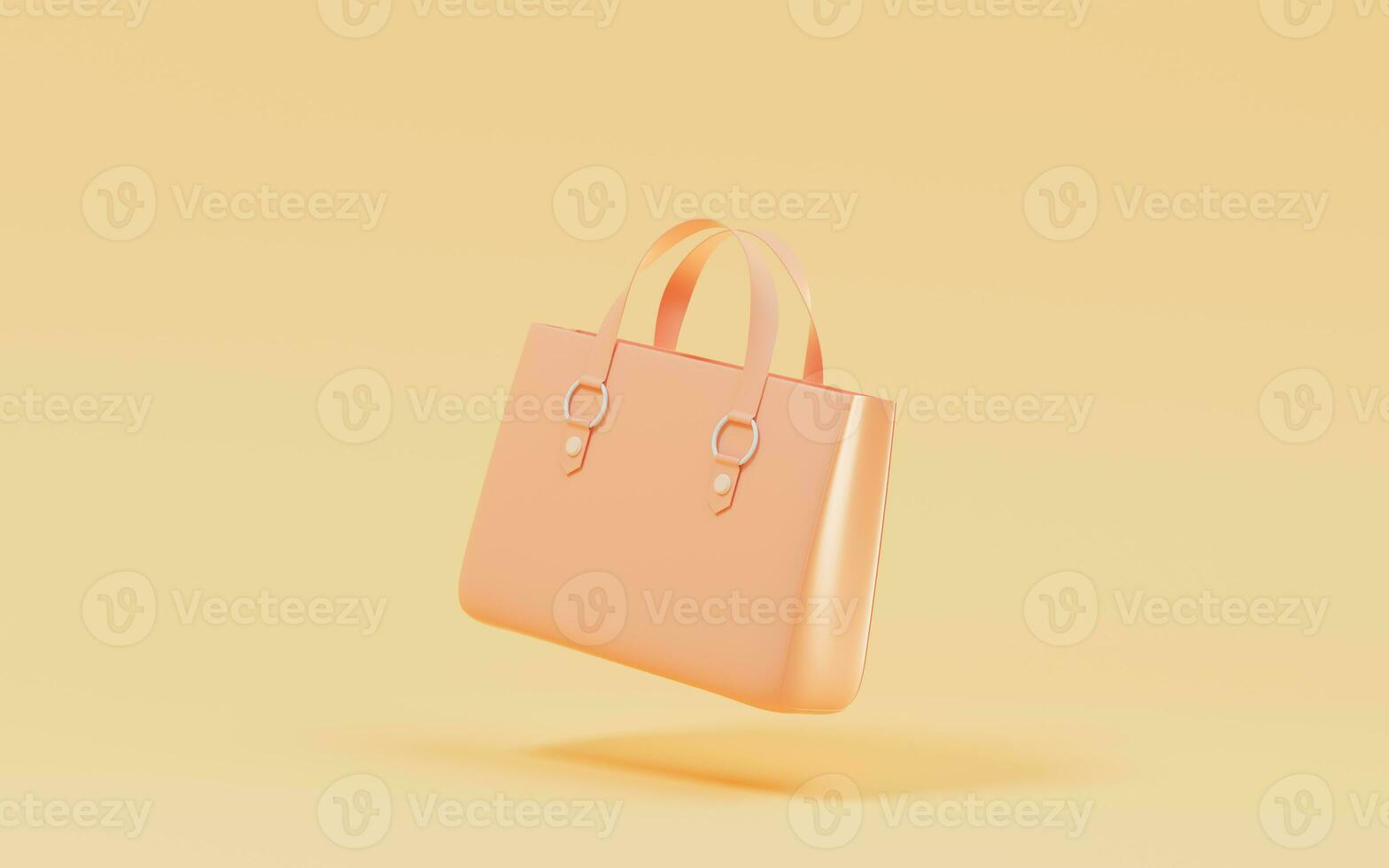 A orange woman bag with yellow background, 3d rendering. photo