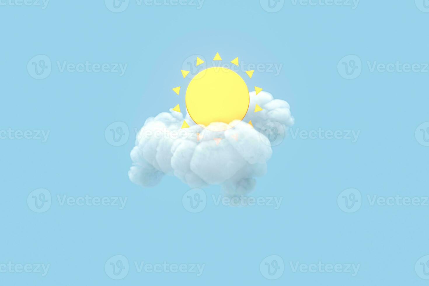 Cloud and sun, weather forecast, 3d rendering. photo