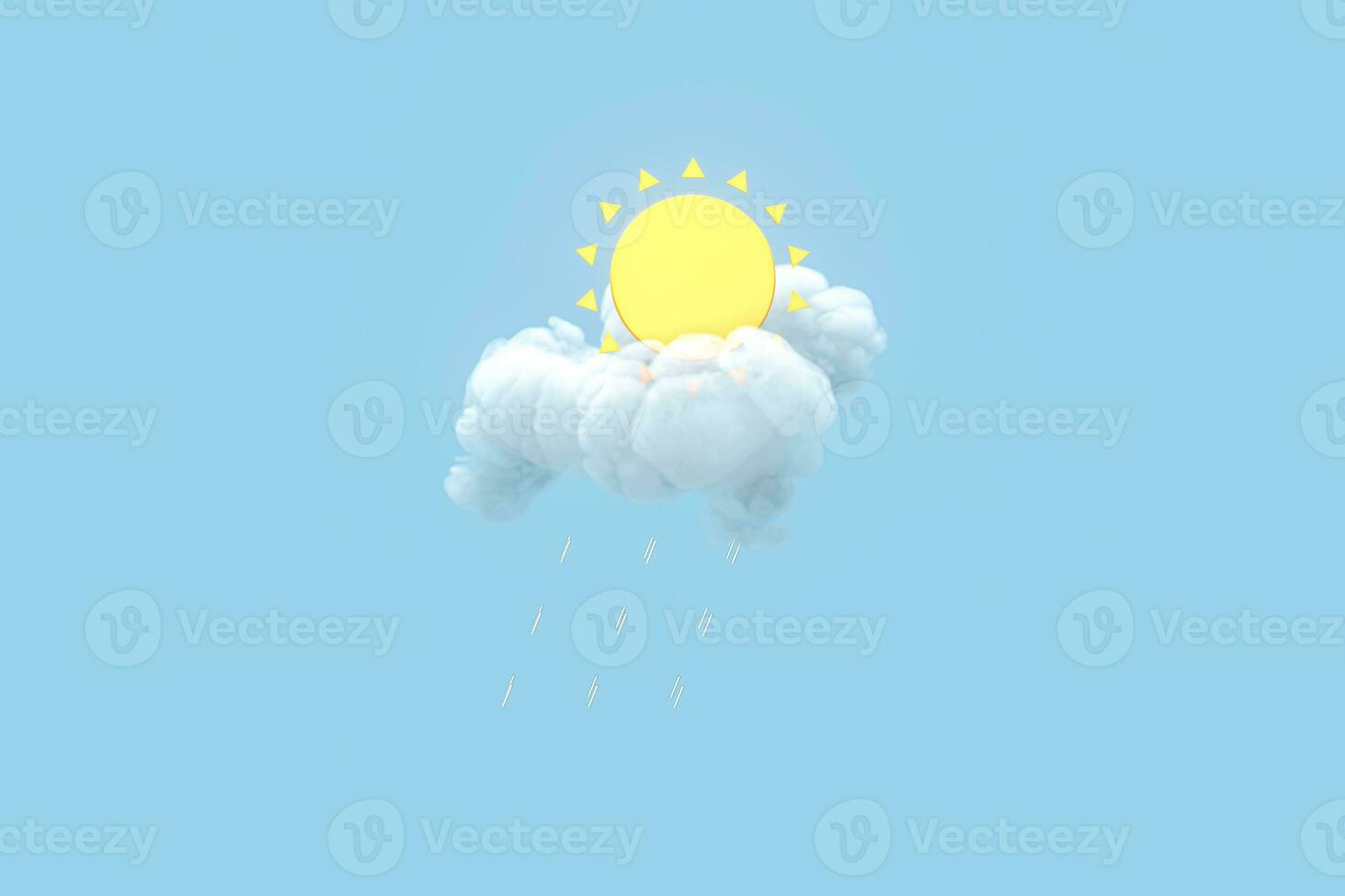 Cloud and sun, weather forecast, 3d rendering. photo
