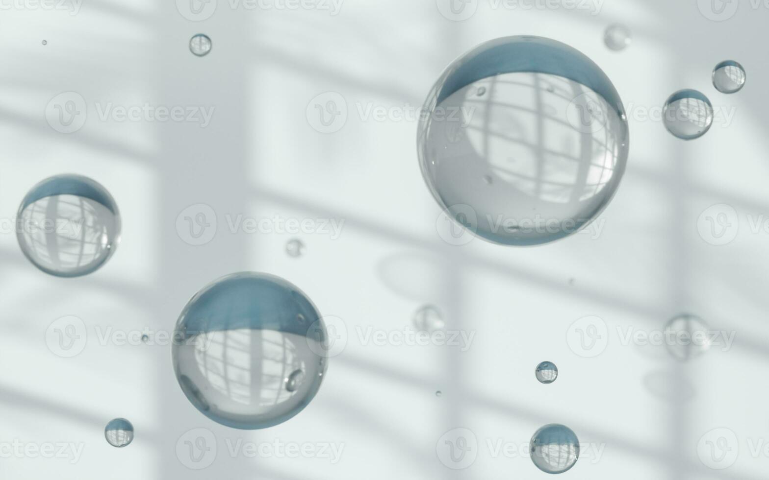 Empty room and bubbles, 3d rendering. photo