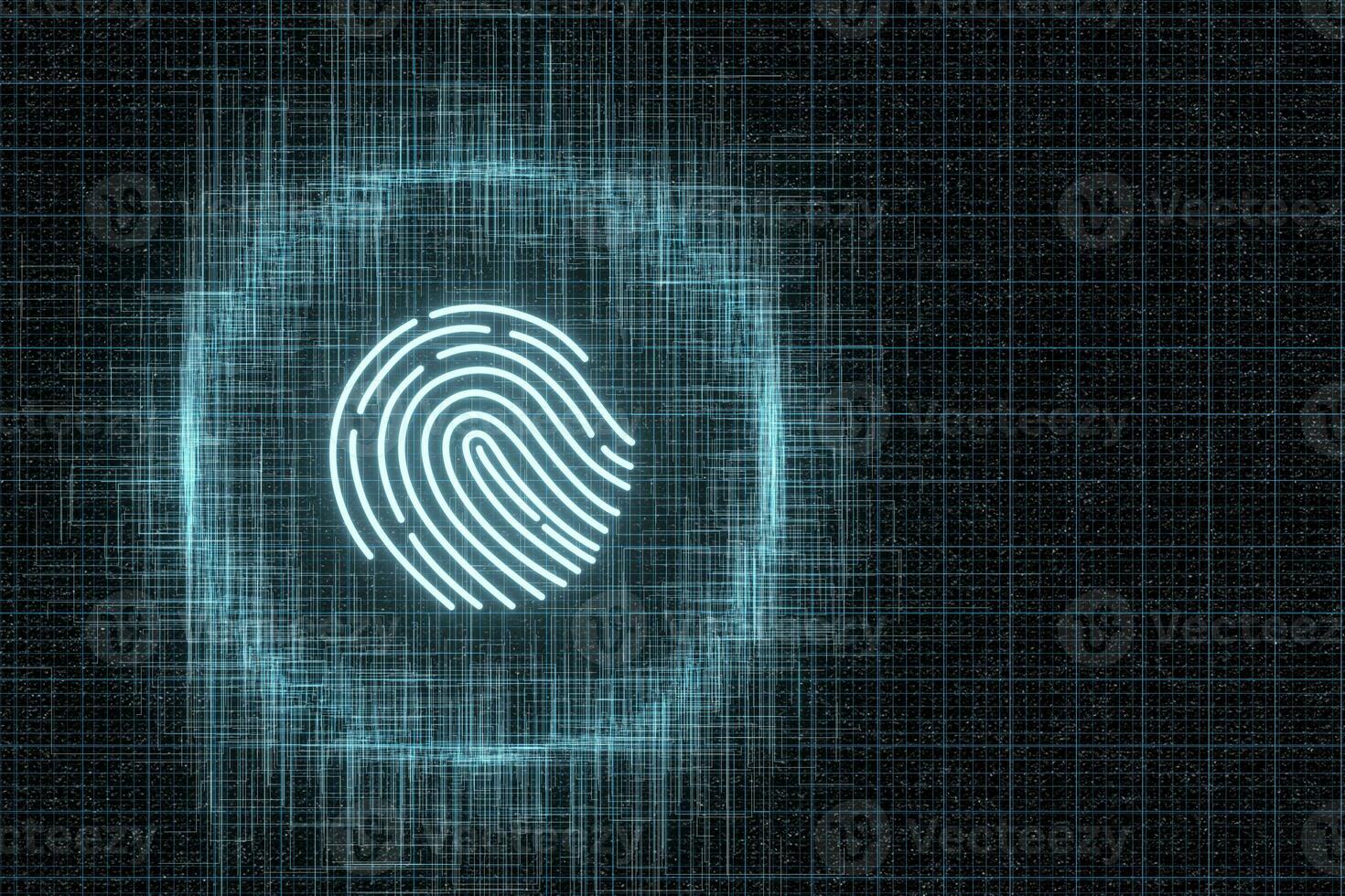 Fingerprint identification concept, technological background, 3d rendering. photo