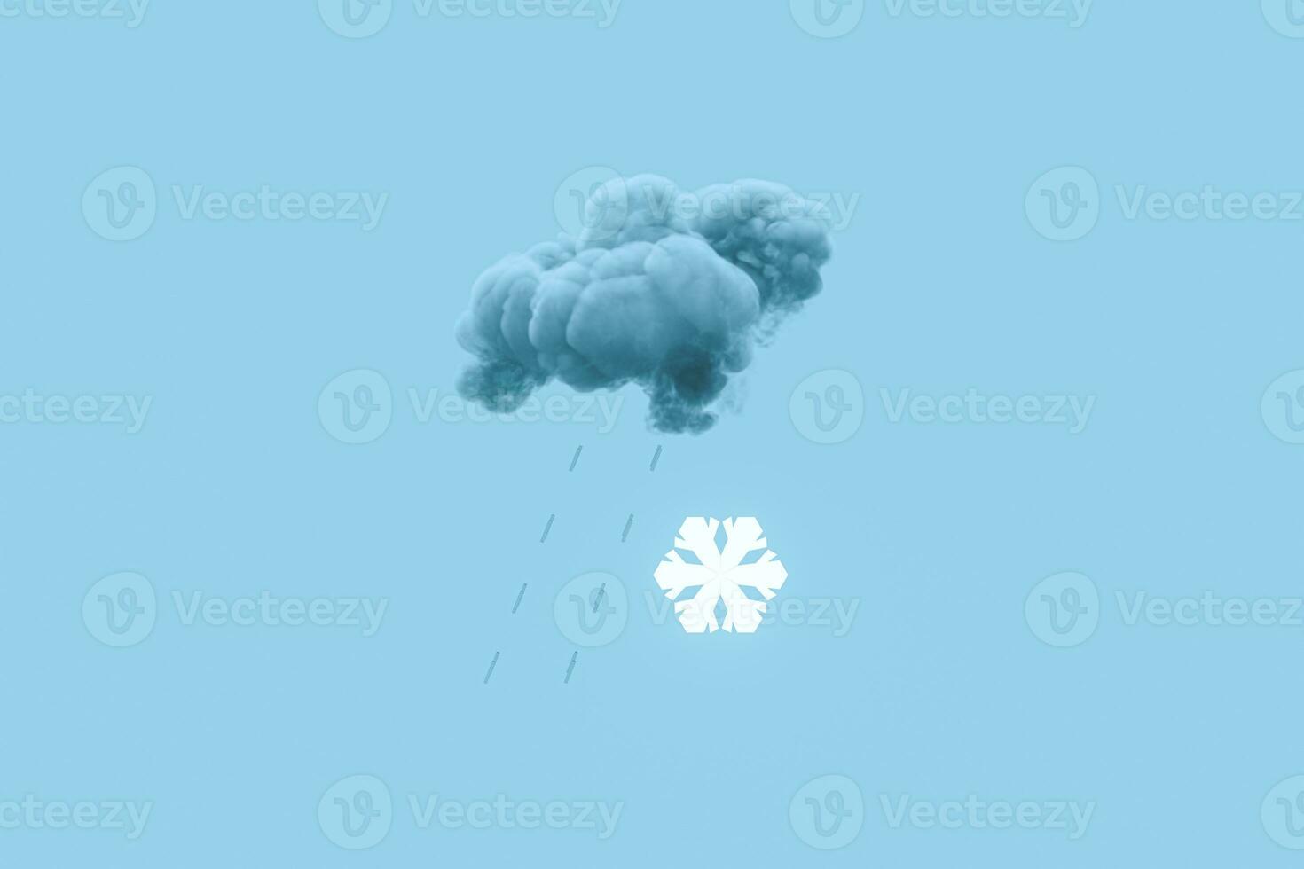 Dark cloud and snow, weather forecast, 3d rendering. photo