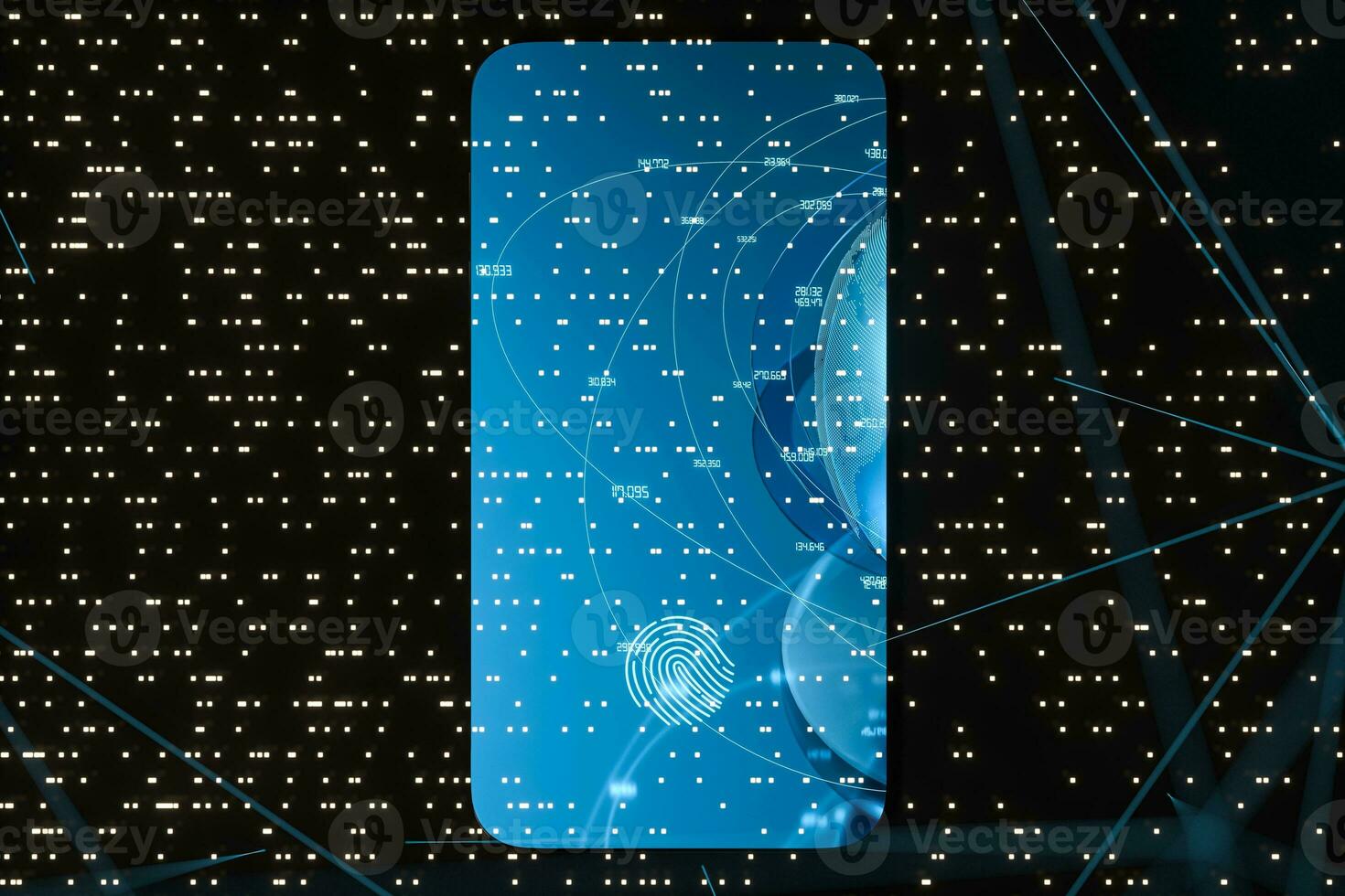 Fingerprint identification concept, technological background, 3d rendering. photo