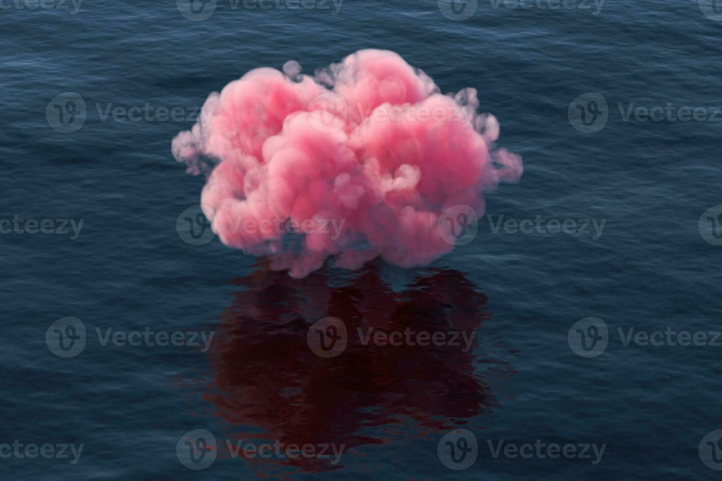 Pink cloud float over the sea, 3d rendering. photo