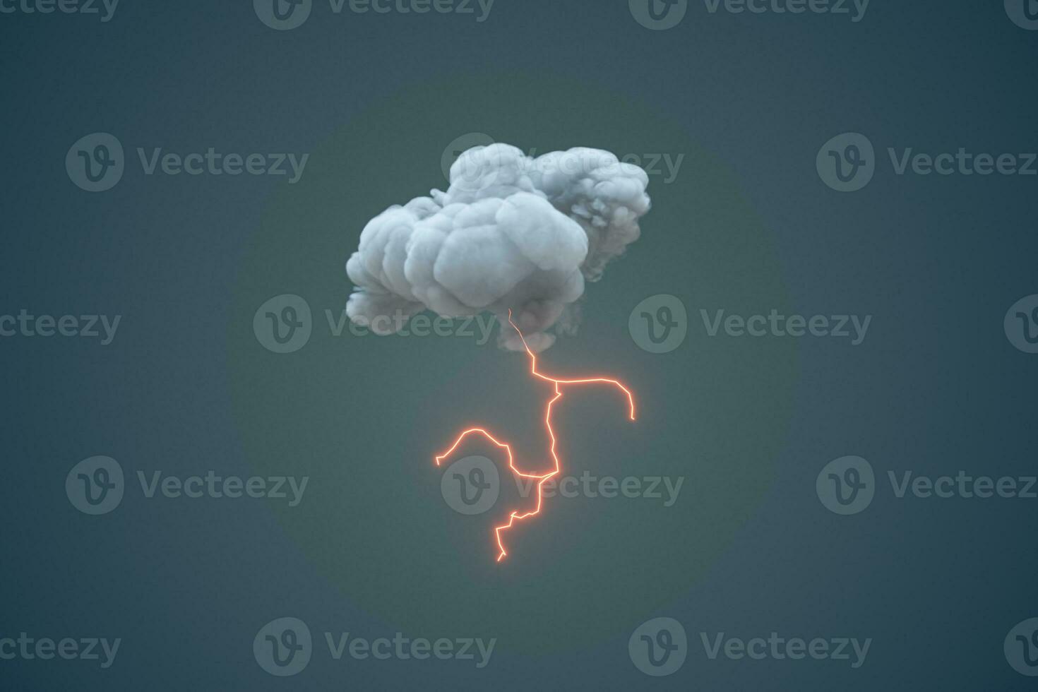 Dark clouds and lightning, weather forecast, 3d rendering. photo