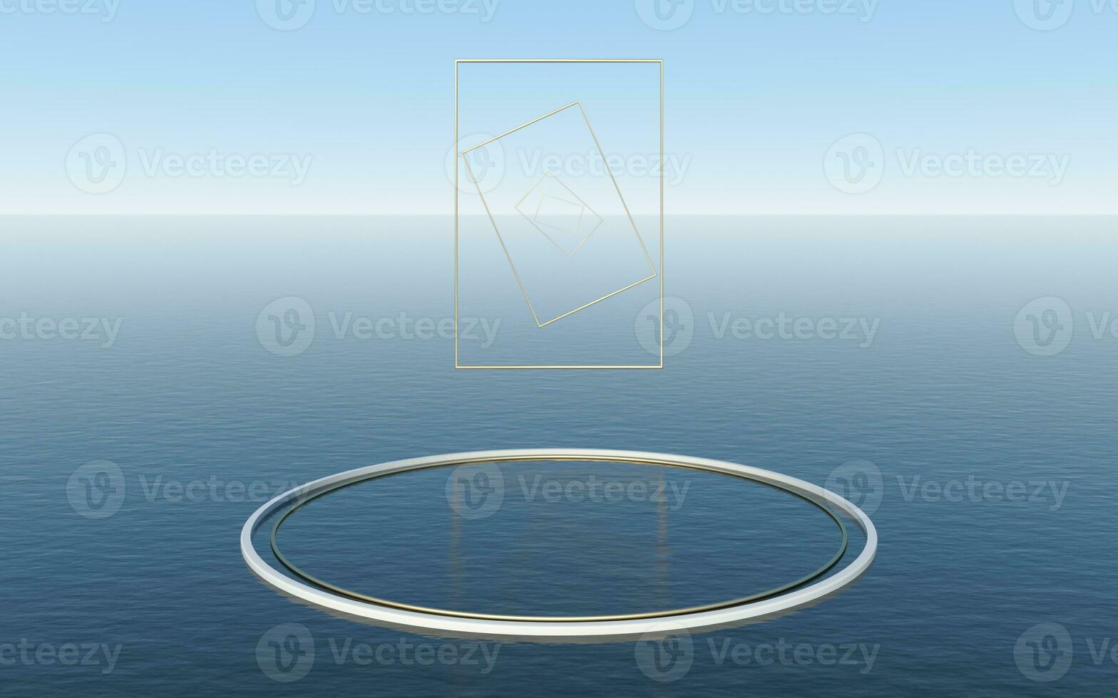Round platform floating on the water surface, 3d rendering. photo
