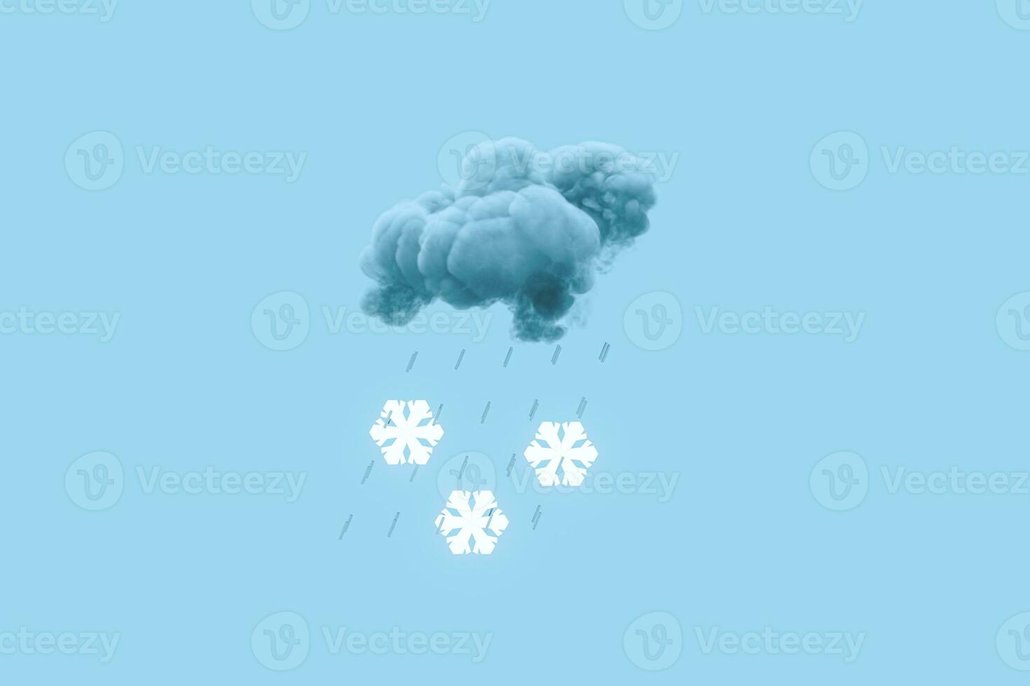 Dark cloud and snow, weather forecast, 3d rendering. photo