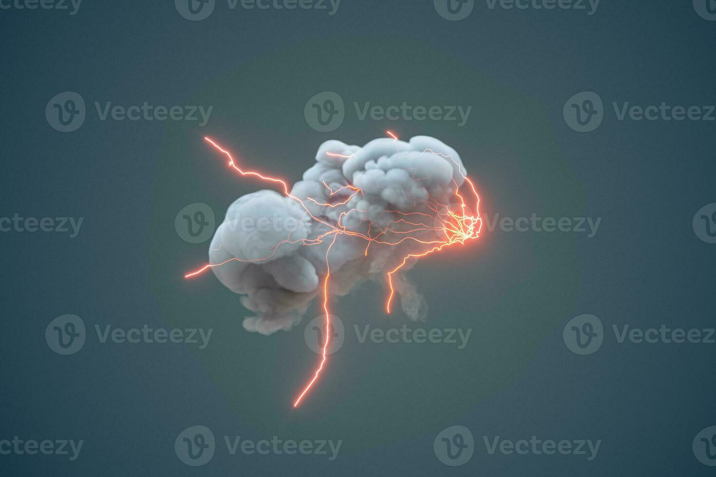 Dark clouds and lightning, weather forecast, 3d rendering. photo