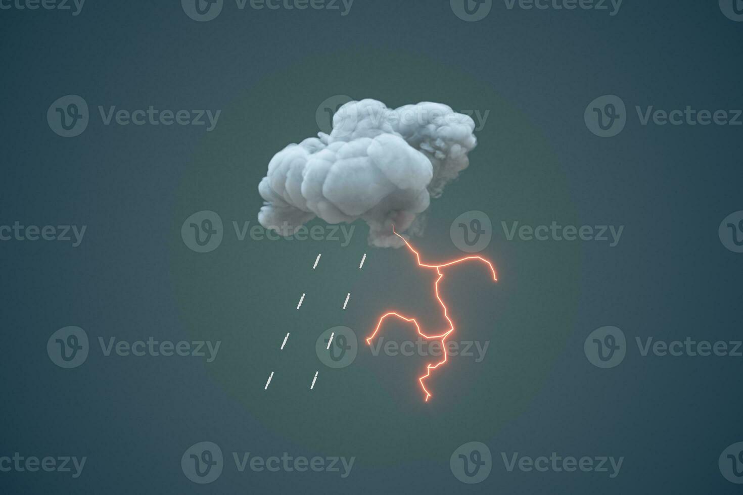 Dark clouds and lightning, weather forecast, 3d rendering. photo