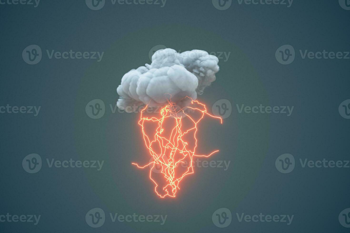 Dark clouds and lightning, weather forecast, 3d rendering. photo