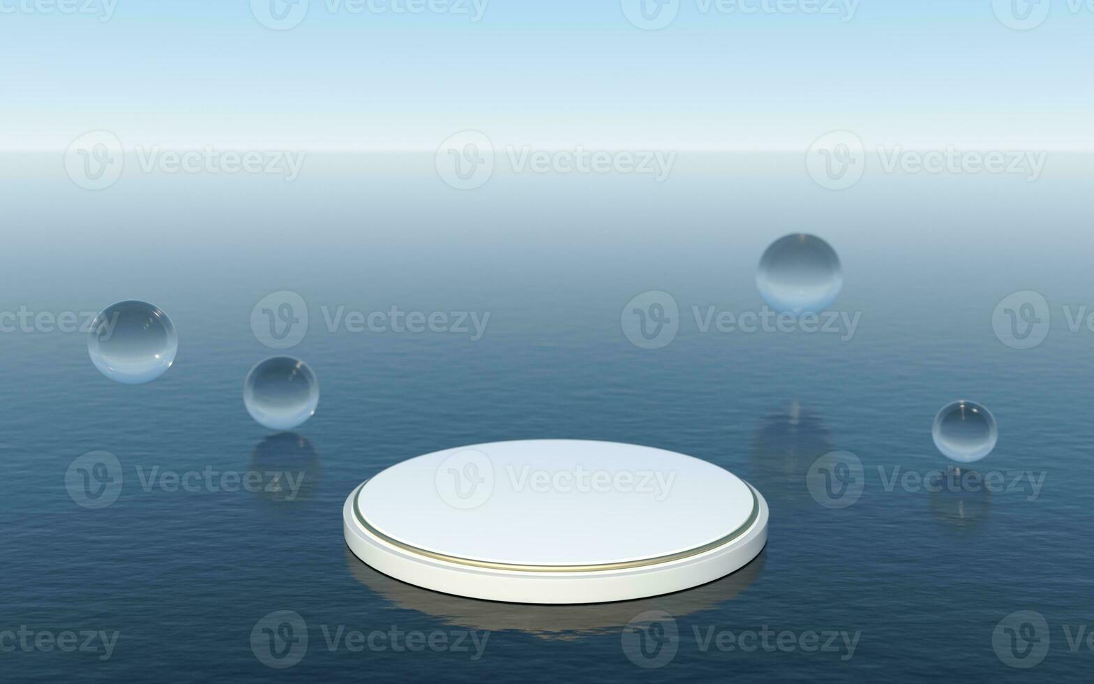 Round platform floating on the water surface, 3d rendering. photo