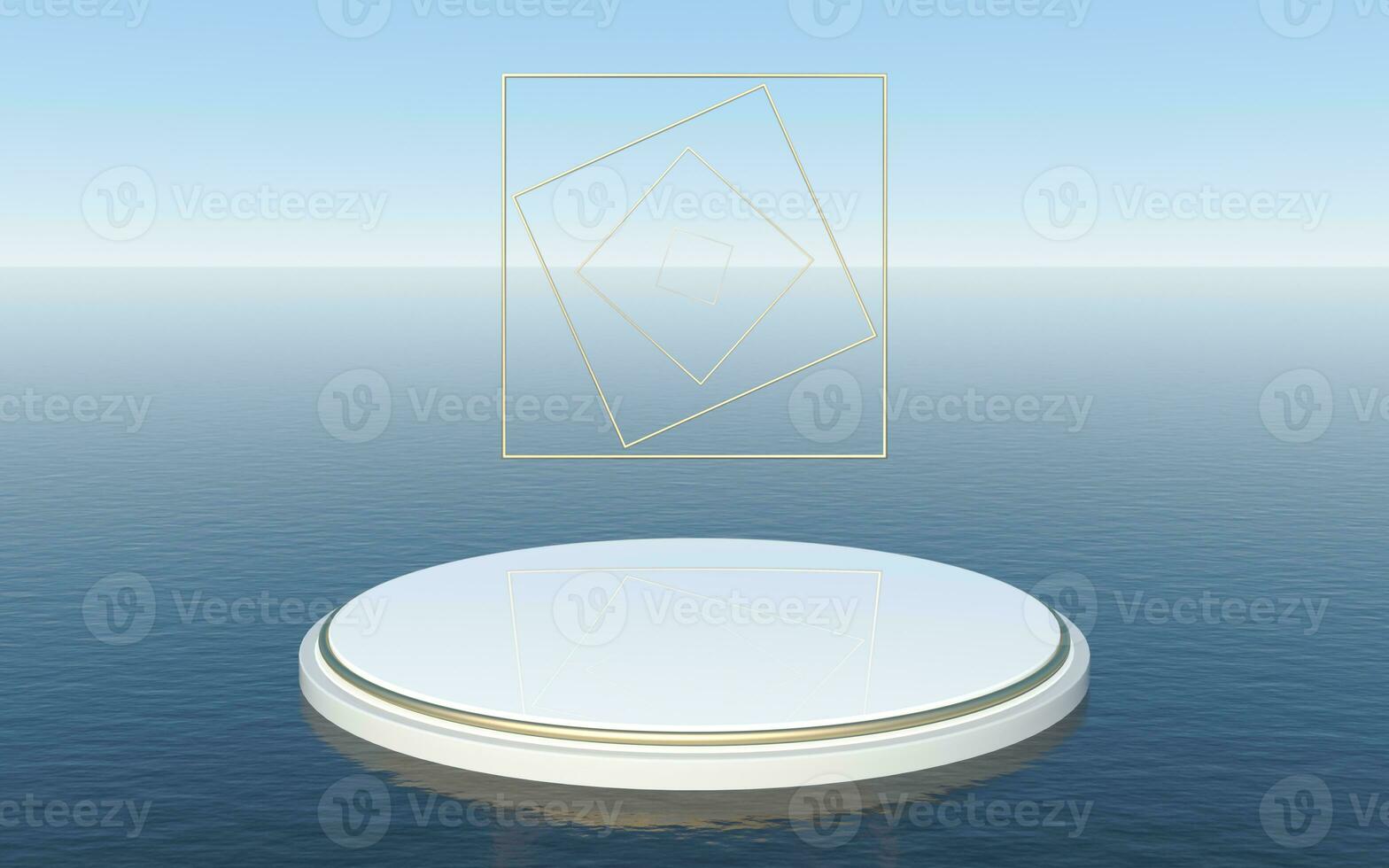 Round platform floating on the water surface, 3d rendering. photo