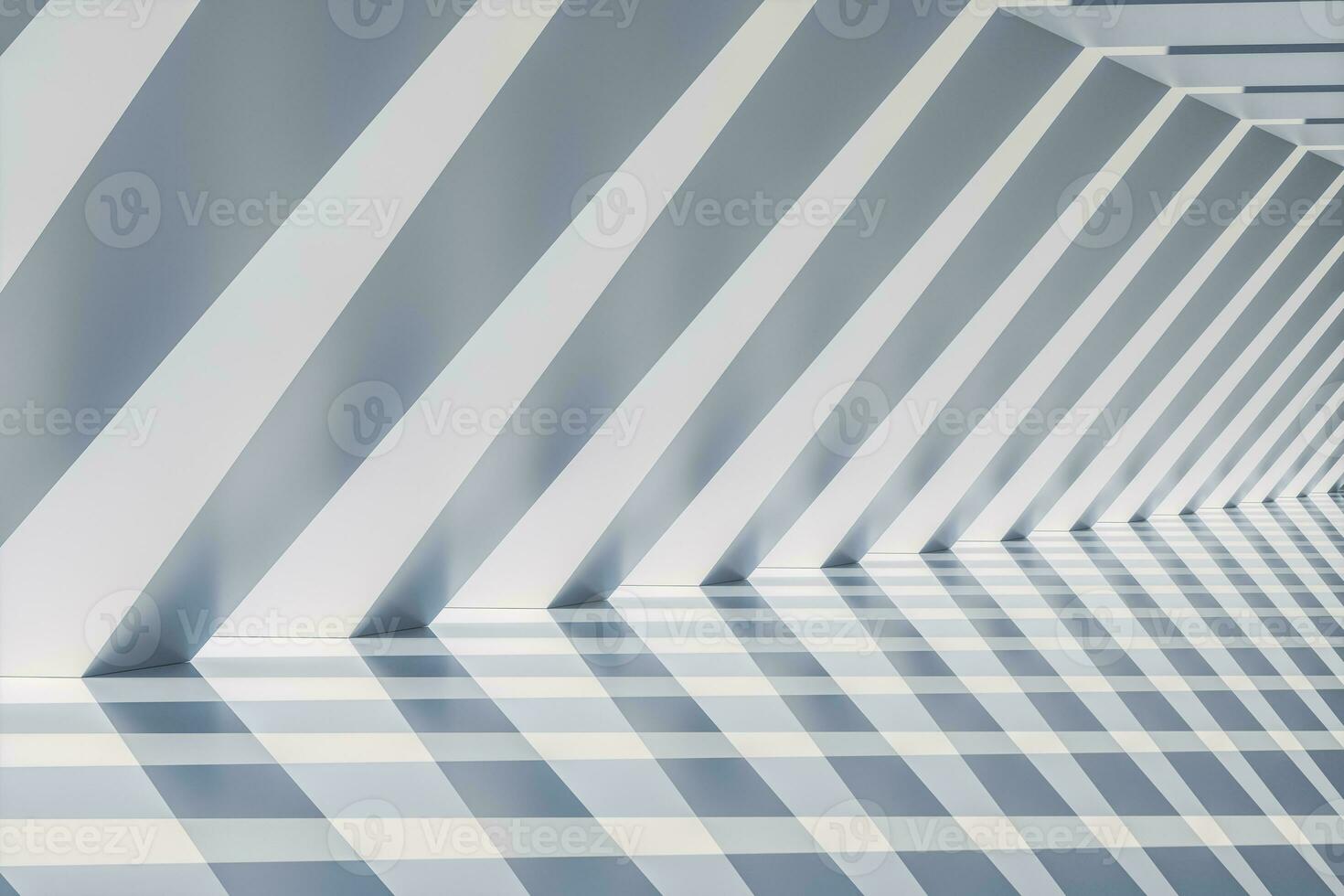White hexagonal tunnel, modern architecture, 3d rendering. photo